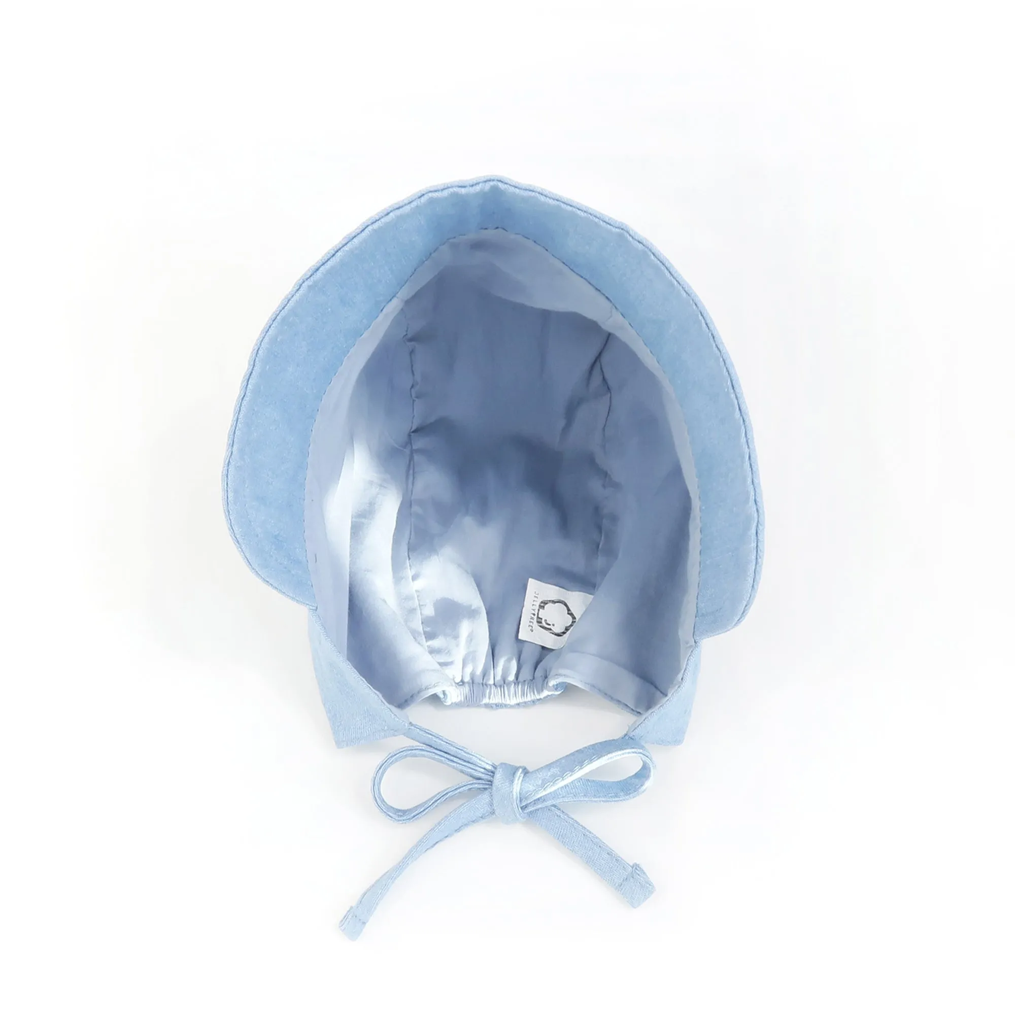 Baby Denim Plaid Brimmed Bonnet Hat  | Dark Denim