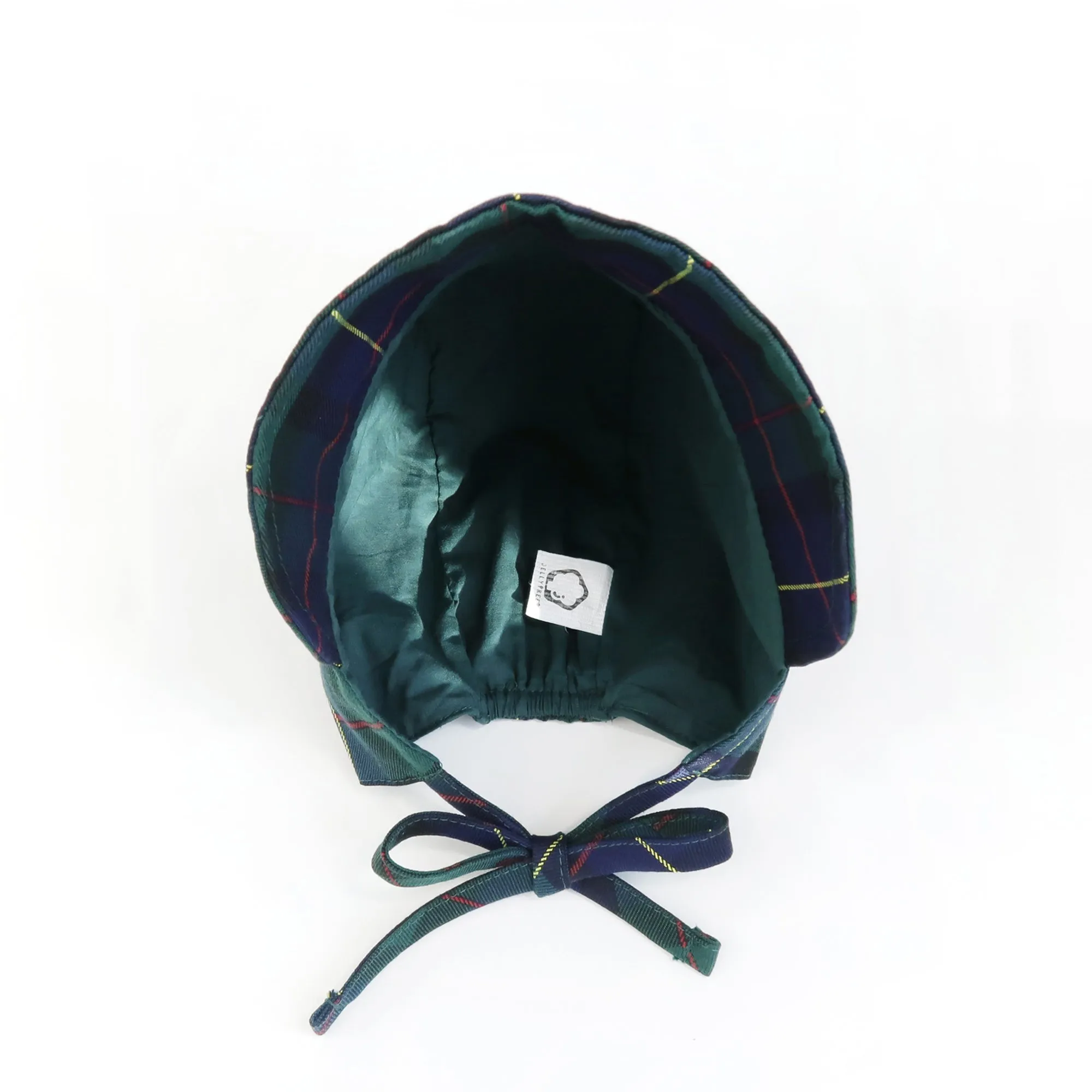 Baby Denim Plaid Brimmed Bonnet Hat  | Dark Denim