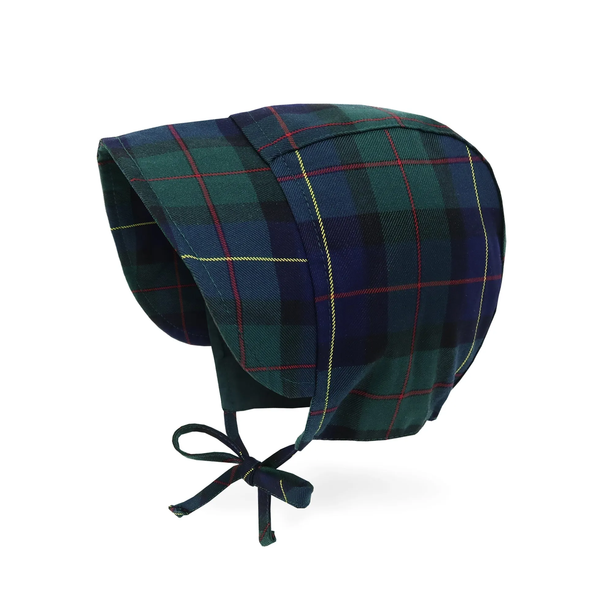 Baby Denim Plaid Brimmed Bonnet Hat  | Light Denim
