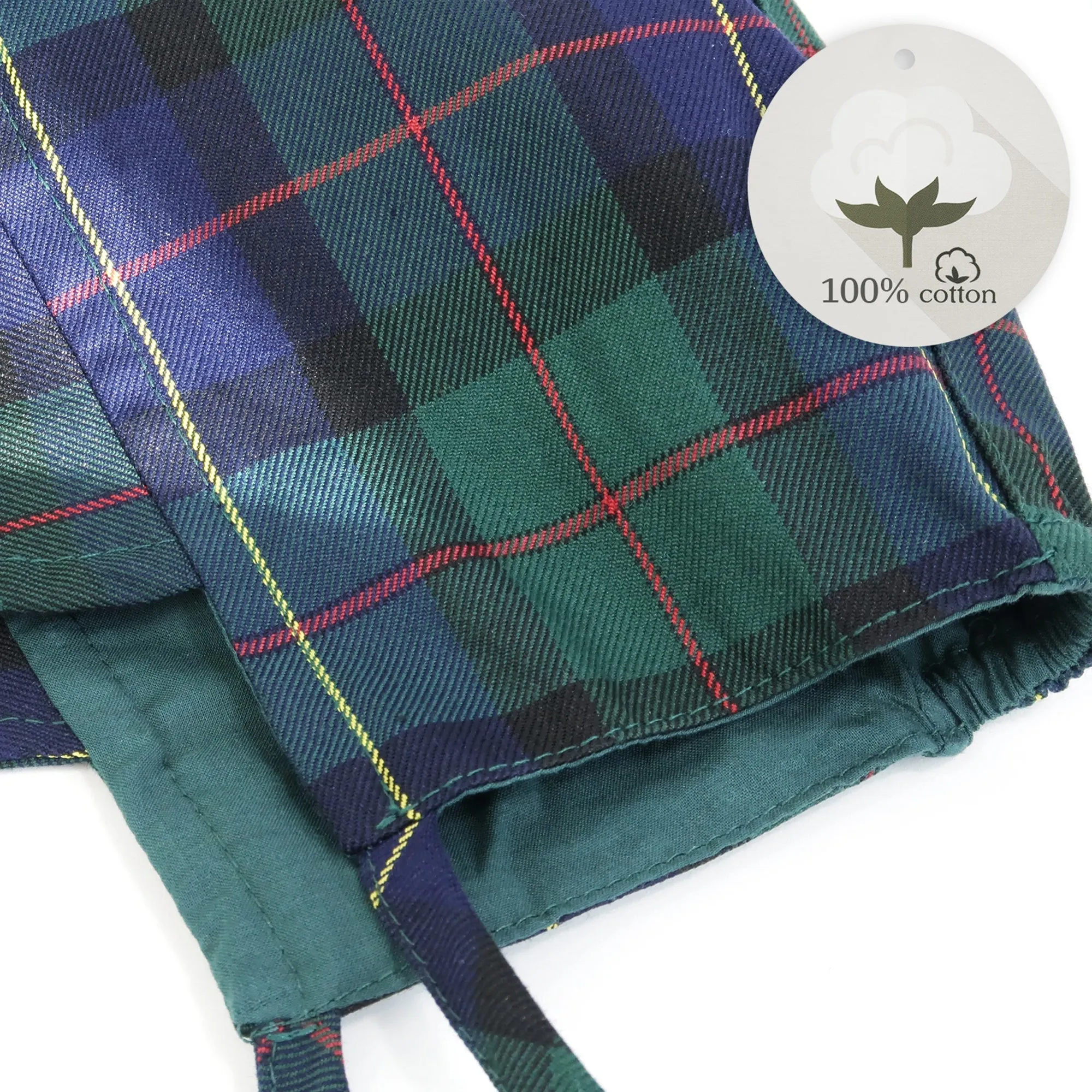 Baby Denim Plaid Brimmed Bonnet Hat  | Light Denim