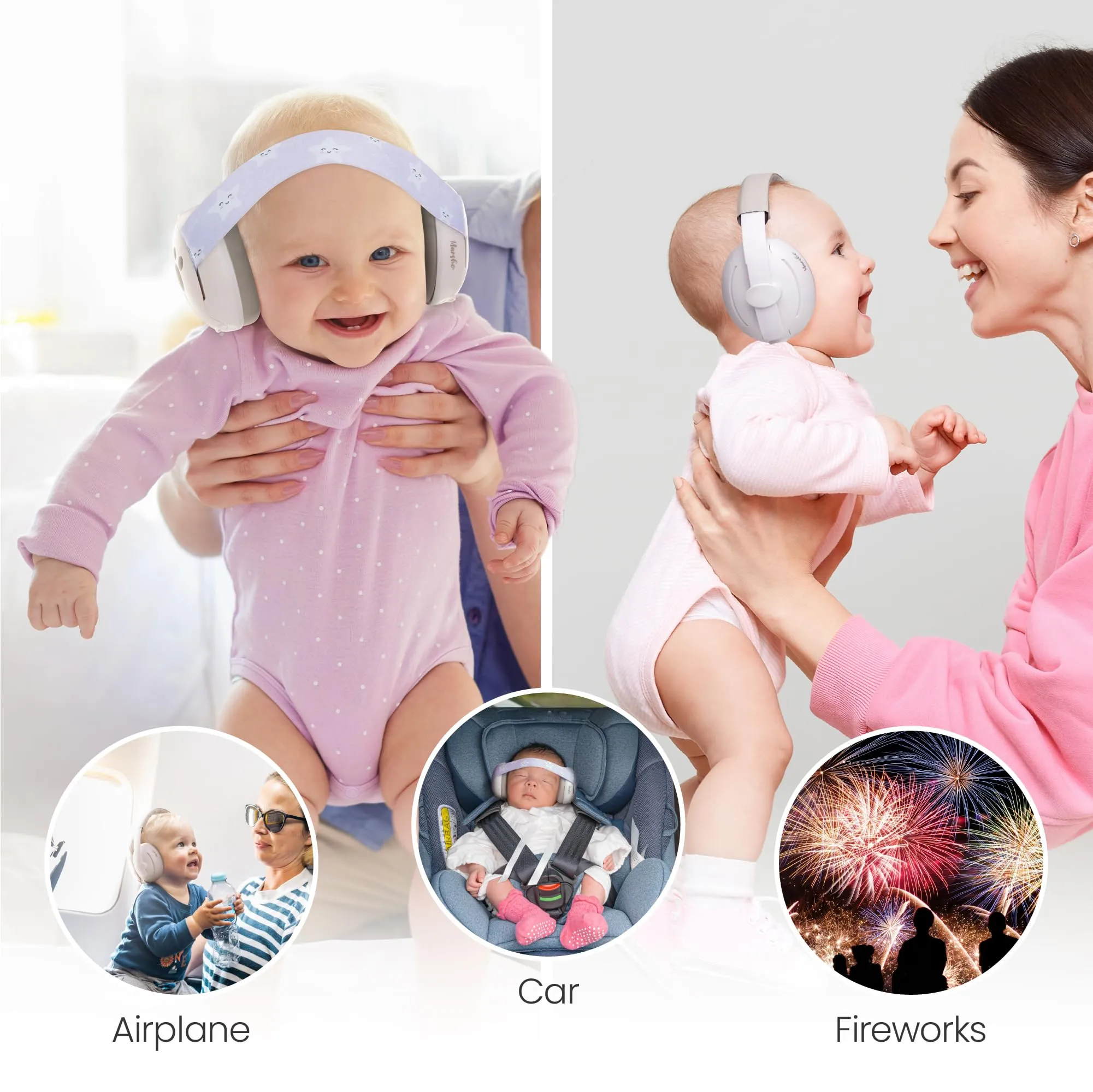 Baby Ear Muffs Noise Protection | Premium 2-in-1 Baby Headphones for Noise | Soft Headbands for Infants & Traditional Headband for Toddler Ear Protection | Baby Noise Cancelling Headphones
