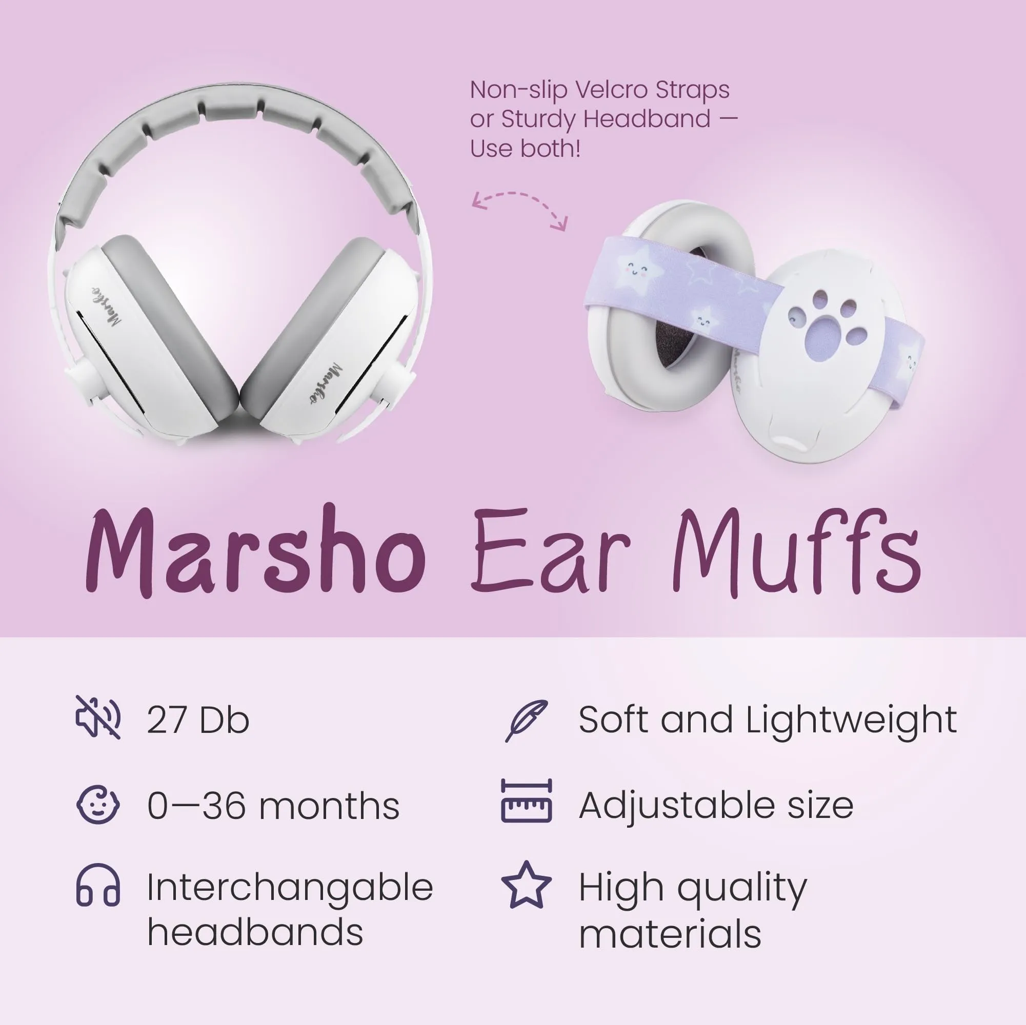 Baby Ear Muffs Noise Protection | Premium 2-in-1 Baby Headphones for Noise | Soft Headbands for Infants & Traditional Headband for Toddler Ear Protection | Baby Noise Cancelling Headphones
