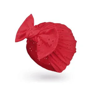 Baby Eyelet Turban Hat Headband | Red