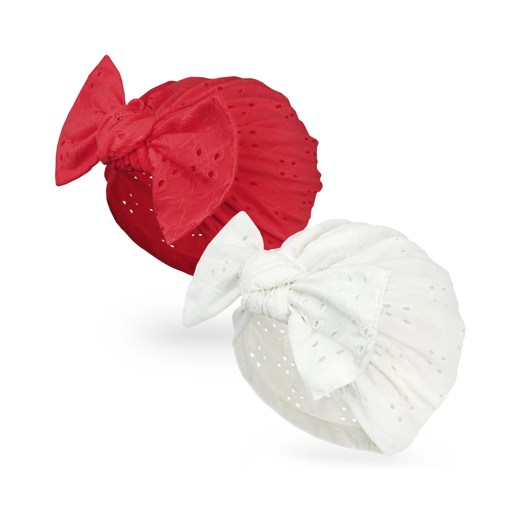 Baby Eyelet Turban Hat Headband | Red
