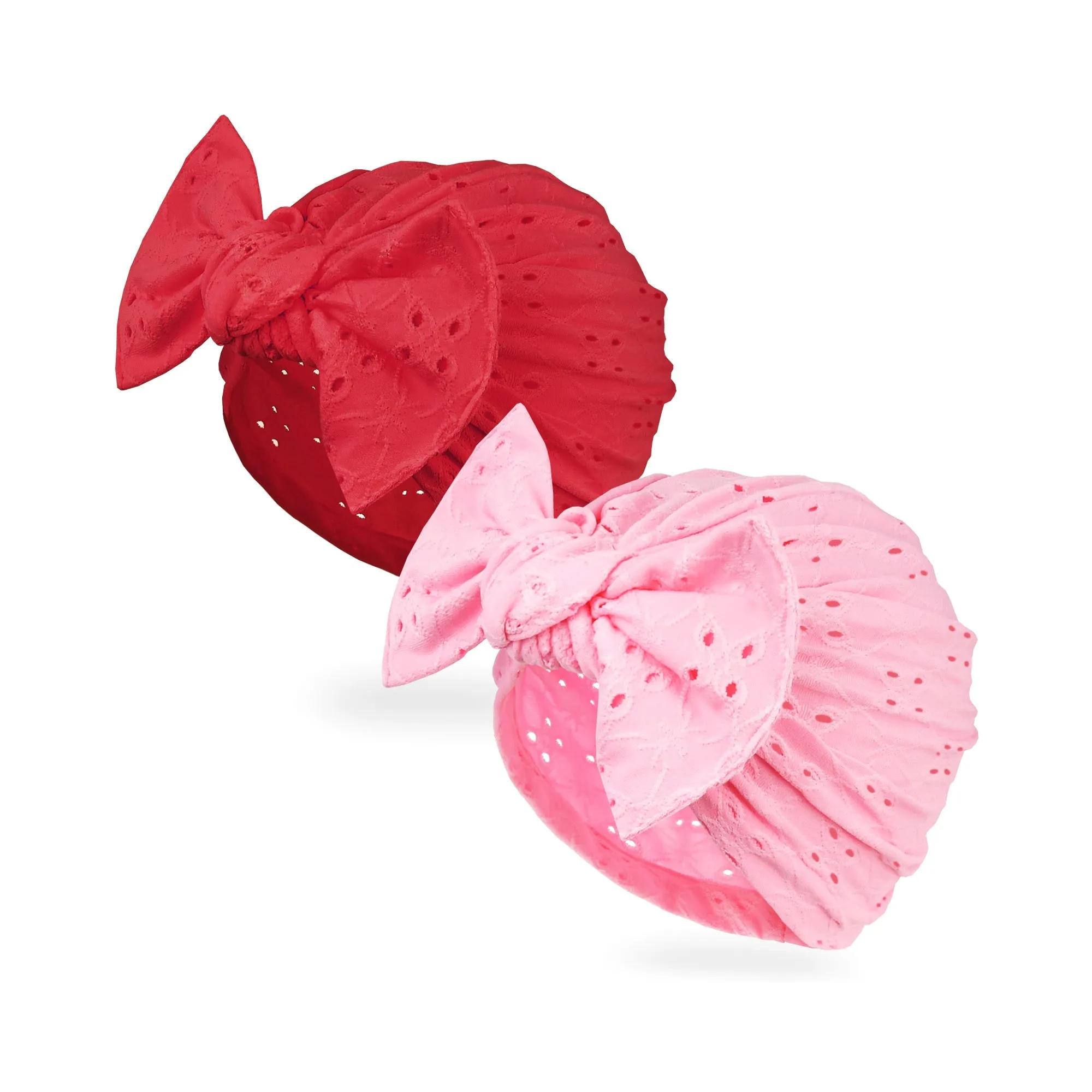 Baby Eyelet Turban Hat Headband | Red