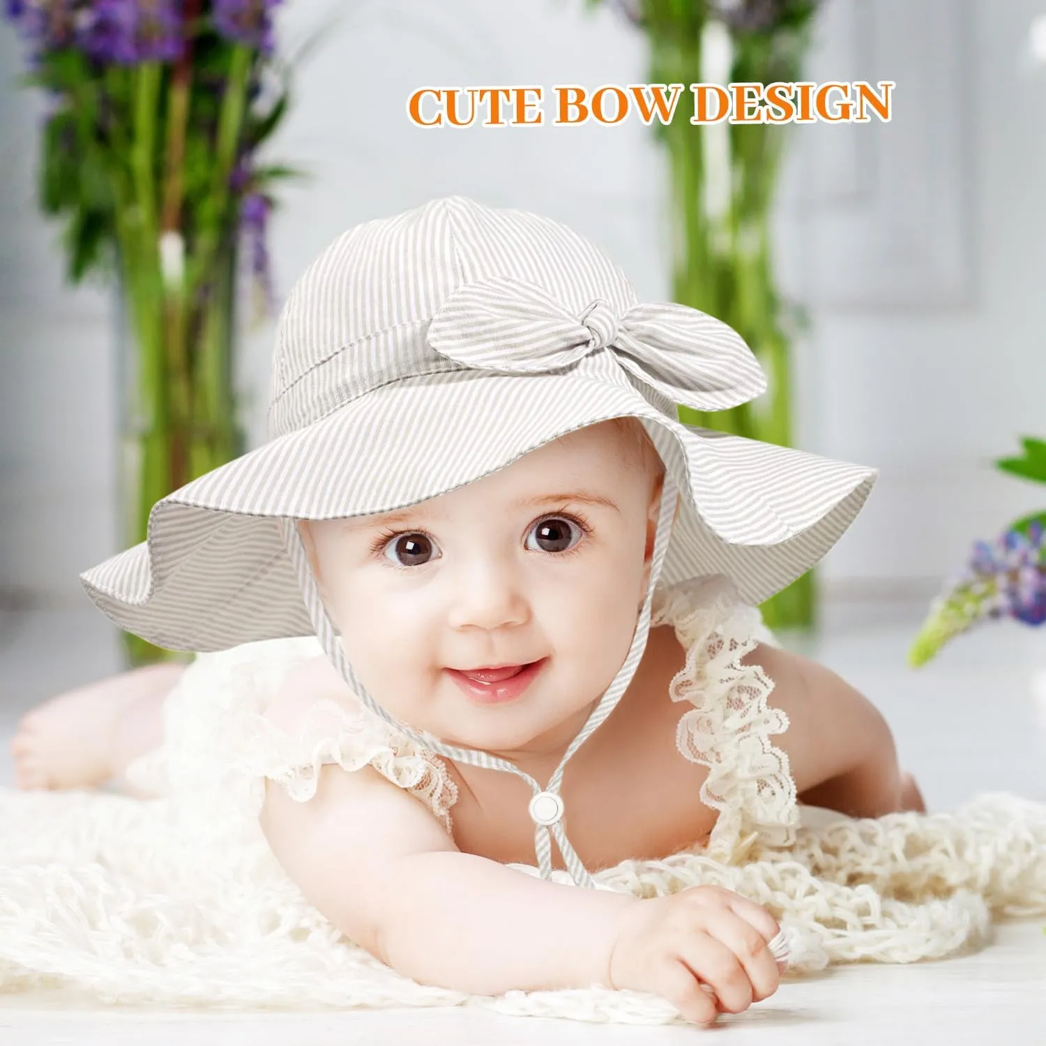 Baby Girl Sun Hat Summer Foldable Beach Hats with UPF50  Sun Protection Wide Brim Toddler Bucket Hat Cap