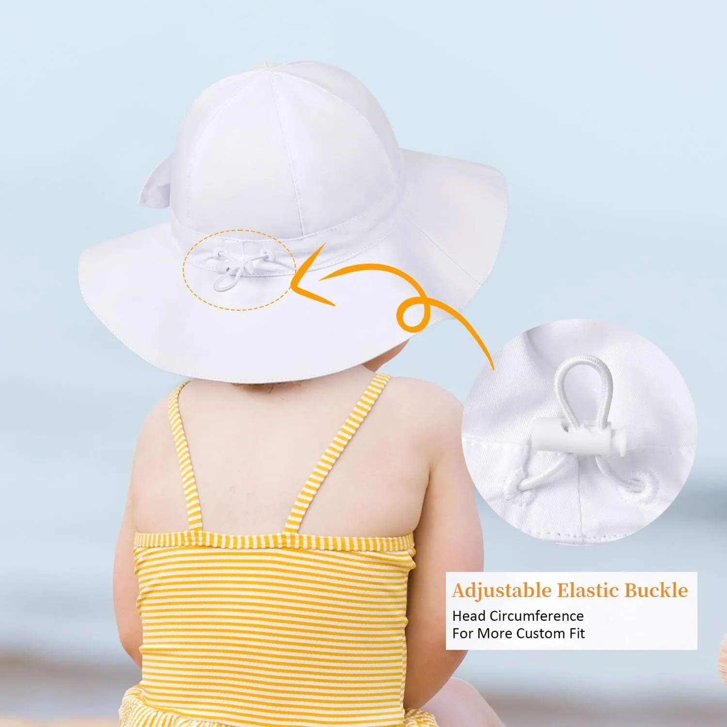 Baby Girl Sun Hat Summer Foldable Beach Hats with UPF50  Sun Protection Wide Brim Toddler Bucket Hat Cap