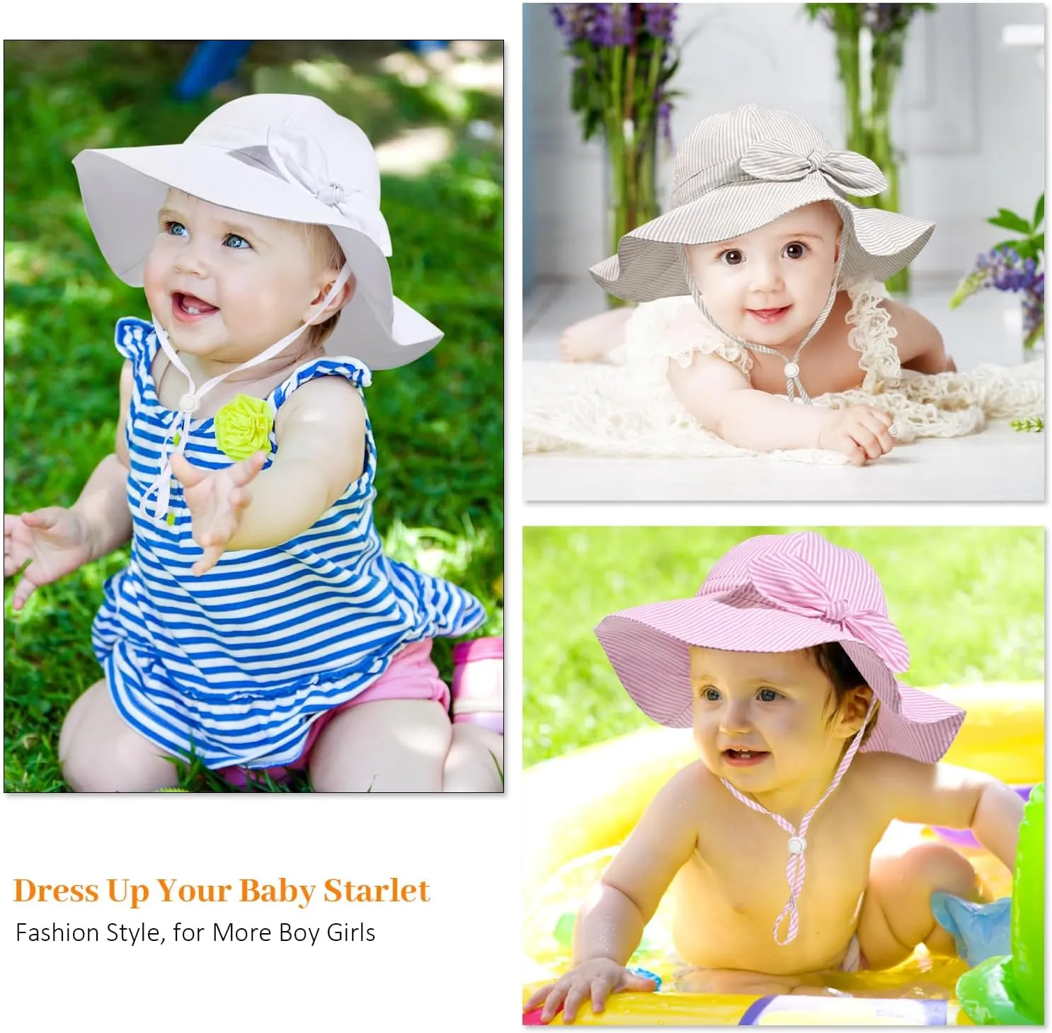 Baby Girl Sun Hat Summer Foldable Beach Hats with UPF50  Sun Protection Wide Brim Toddler Bucket Hat Cap
