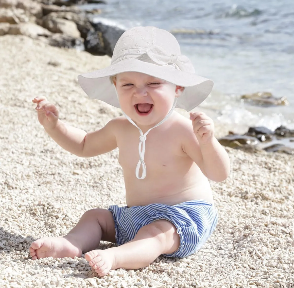 Baby Girl Sun Hat Summer Foldable Beach Hats with UPF50  Sun Protection Wide Brim Toddler Bucket Hat Cap