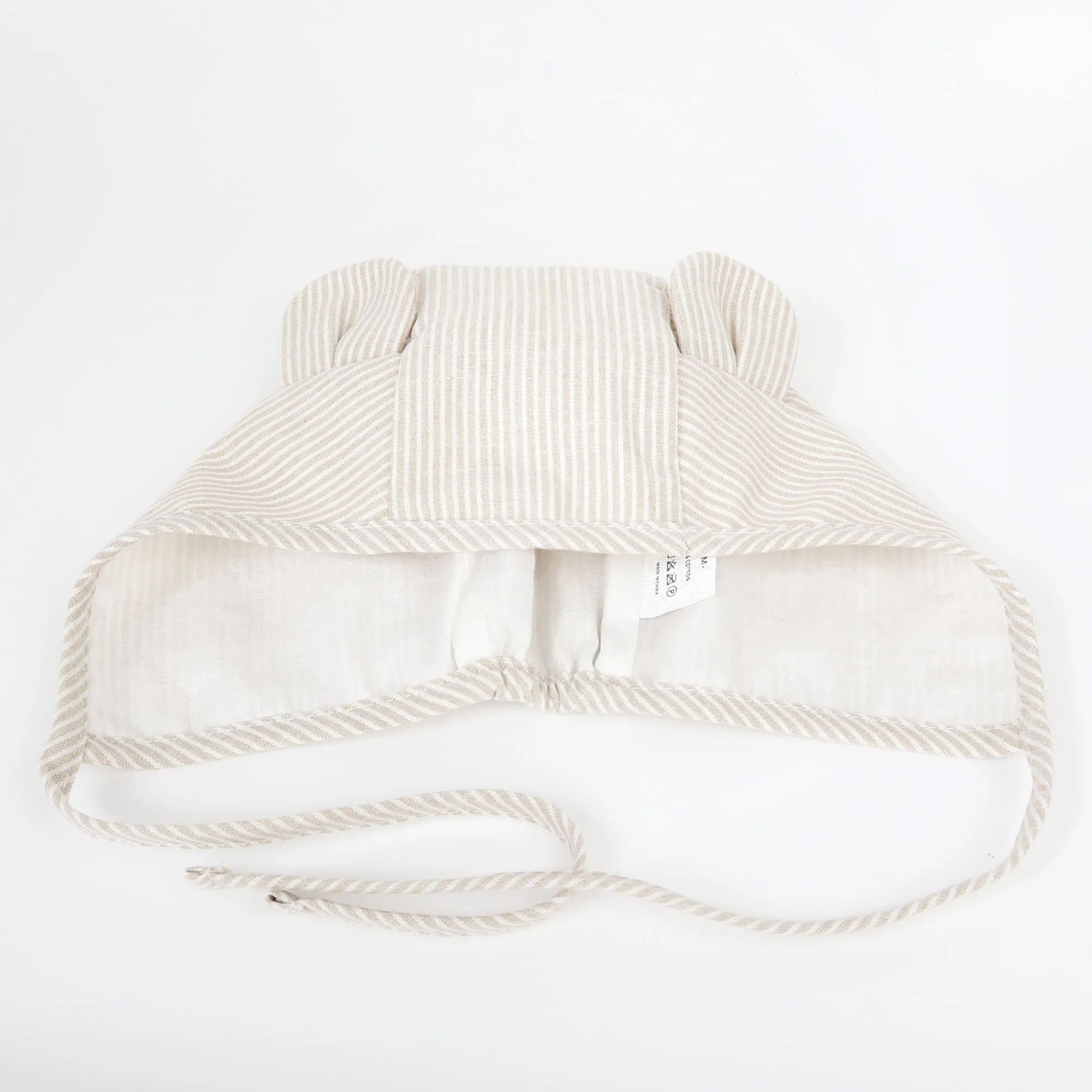 Baby Muslin Lined Stripe Bear Bonnet Hat | Blue