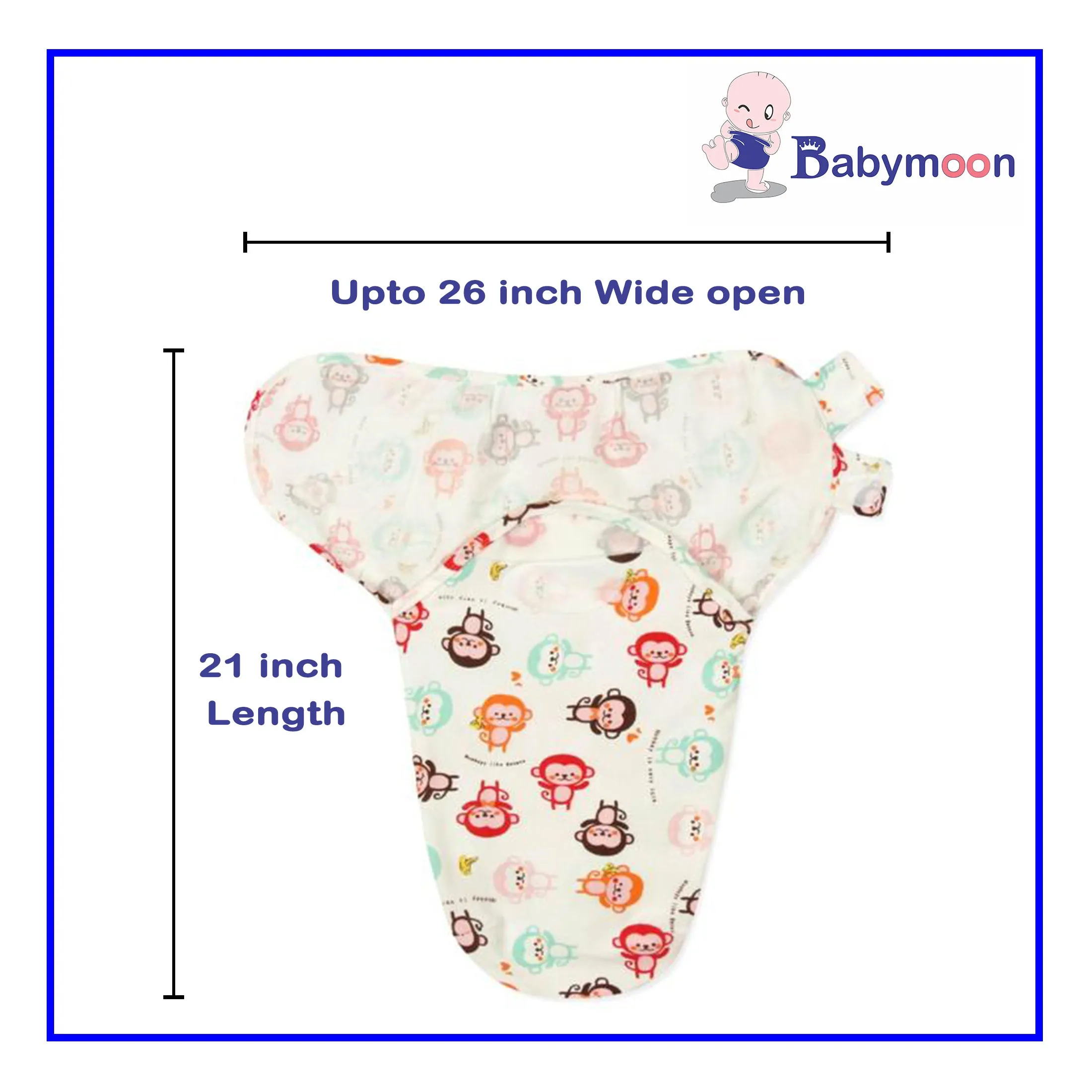 Babymoon Organic Designer Cotton Swaddle Wrap - Monkey