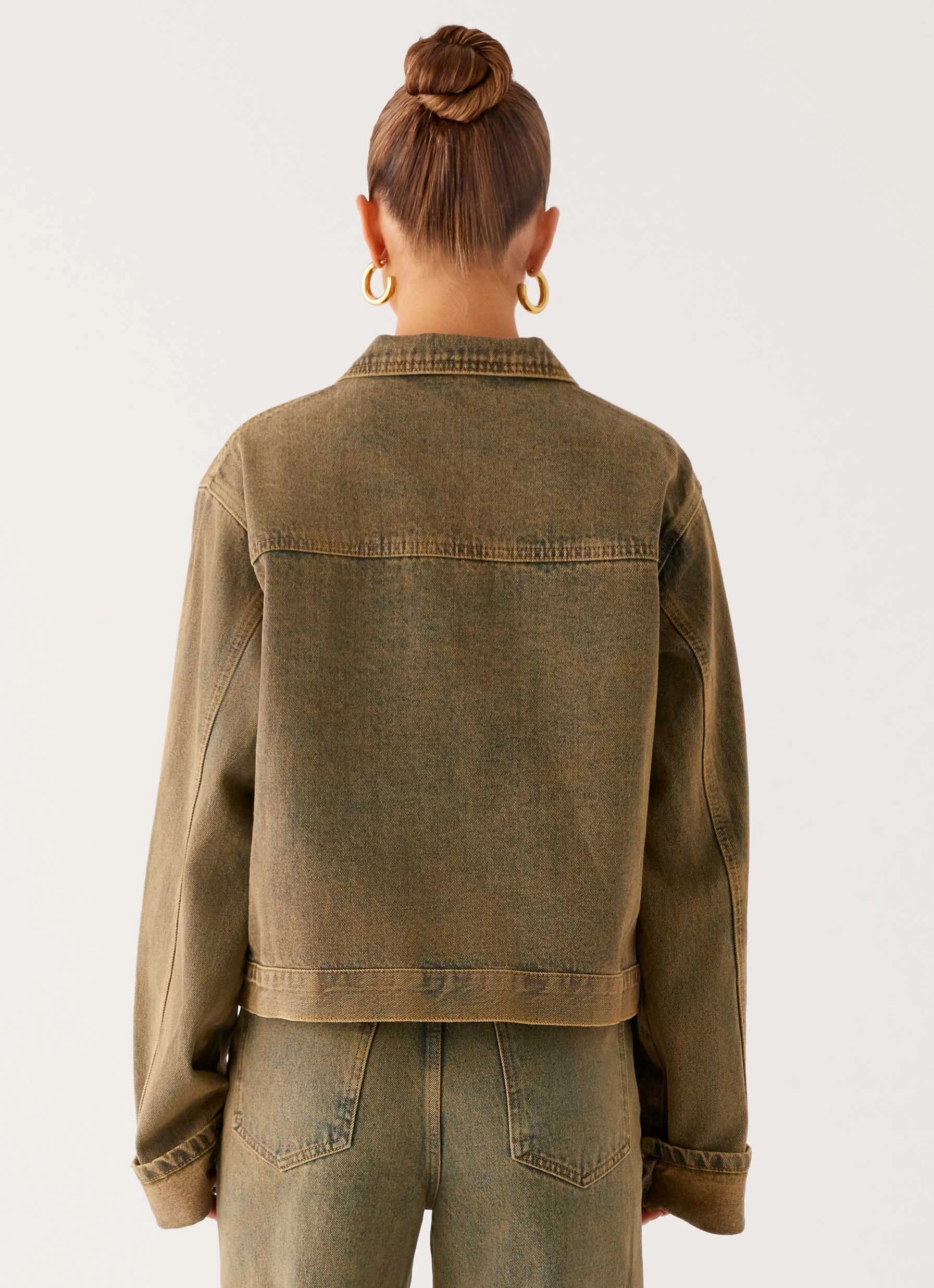 Noise Reduced Fabric Quick Dry Coating Back Again Oversized Denim Jacket - Brown Sand Wash