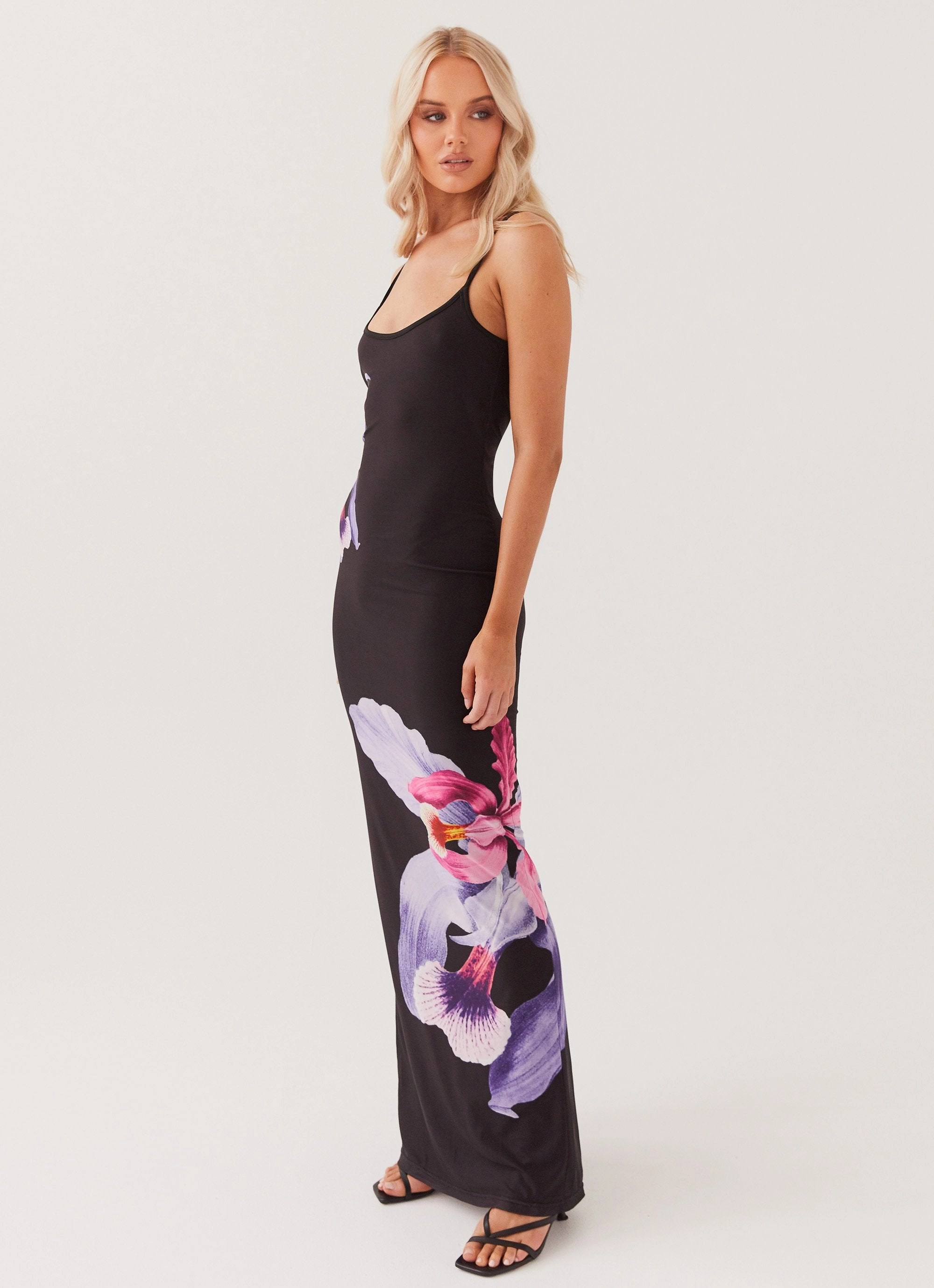 Bad News Mesh Maxi Dress - Black Tulip Removable-Straps