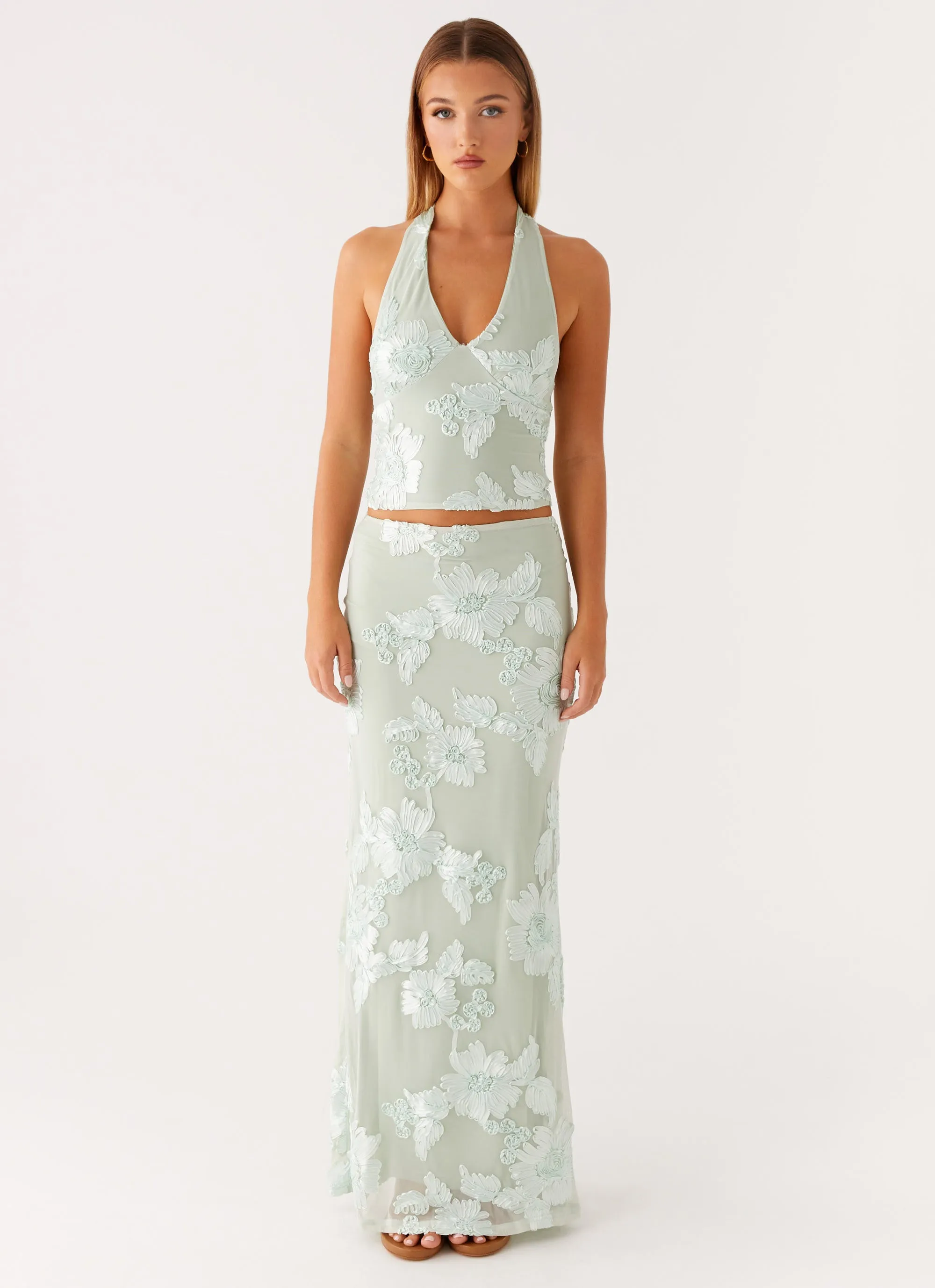 Radiate Maxi Skirt - Sage Easy Vibe