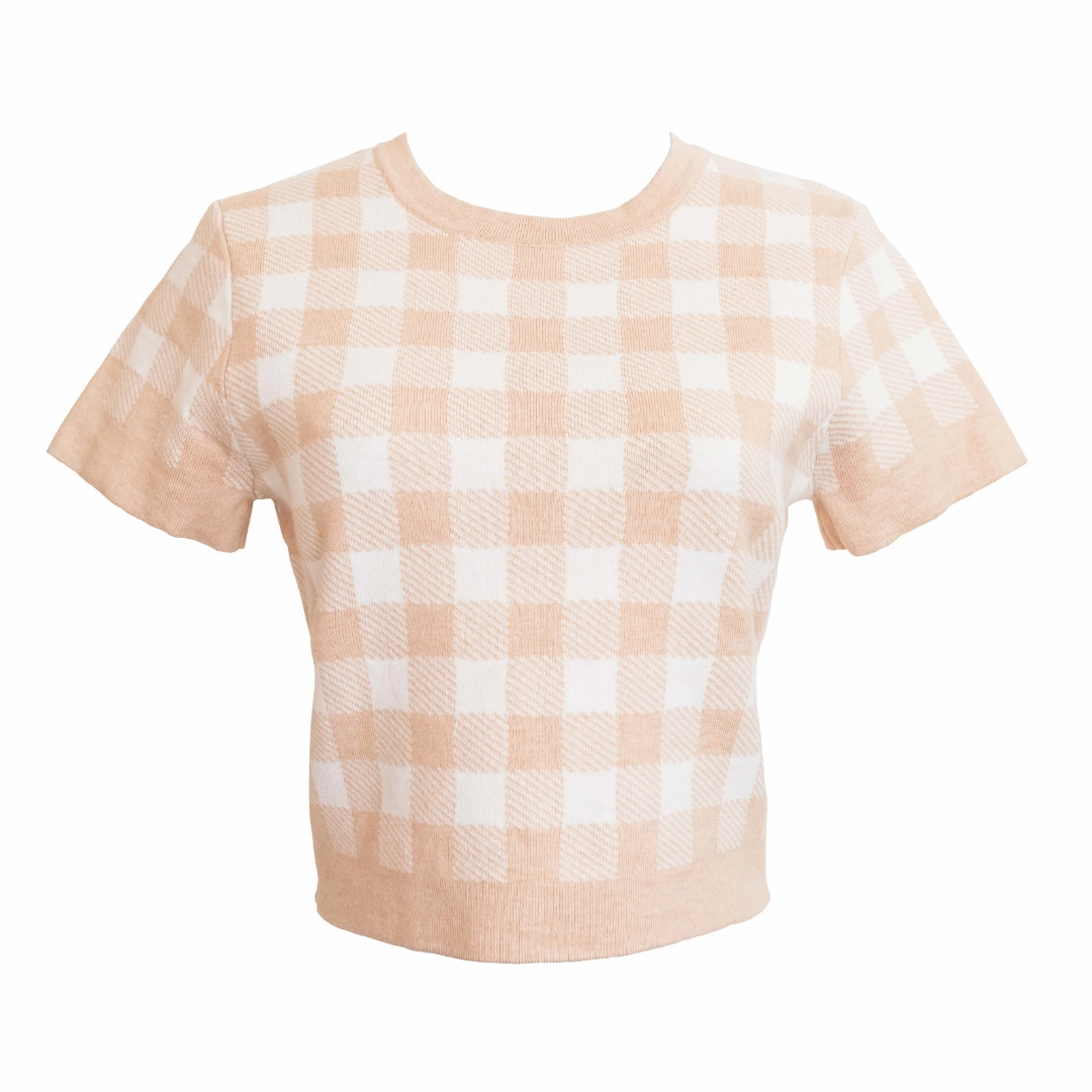 MASON'S DAUGHTER | Stella Knit Top, Blush Gingham Active Wear