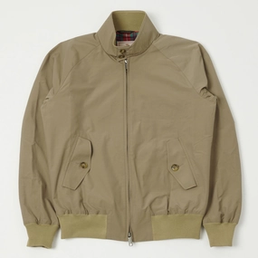 Baracuta G9 'Baracuta Cloth' Harrington Jacket - Tan Zipper Guard Weatherproofing Subtle Design Detail
