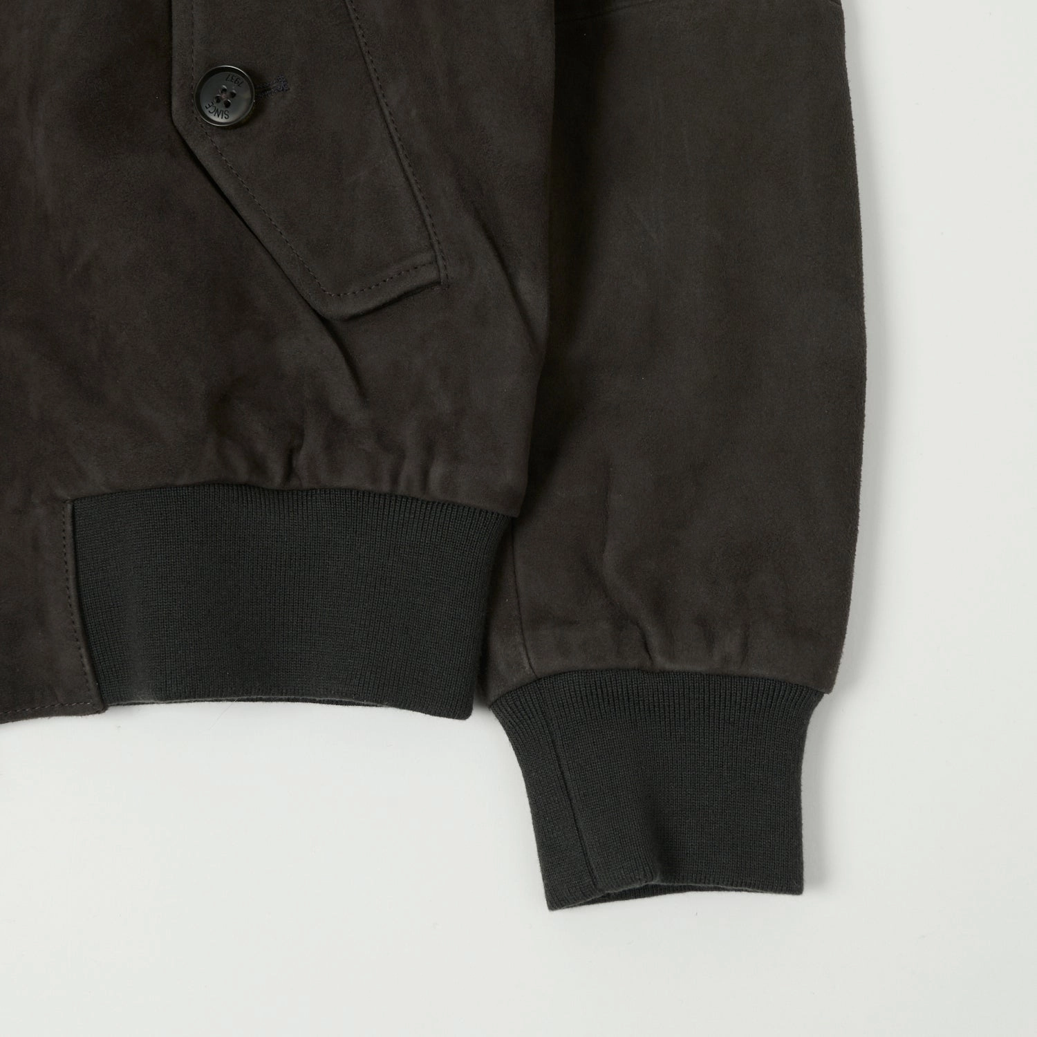 Baracuta G9 Suede Harrington Jacket - December Sky BondedSeams Zipper Guard Weatherproofing