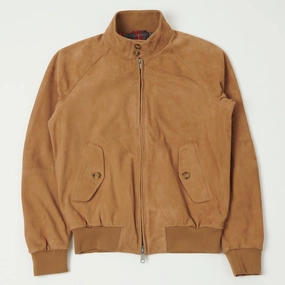 Baracuta G9 Suede Harrington Jacket - Tobacco mesh ventilation Day To Night