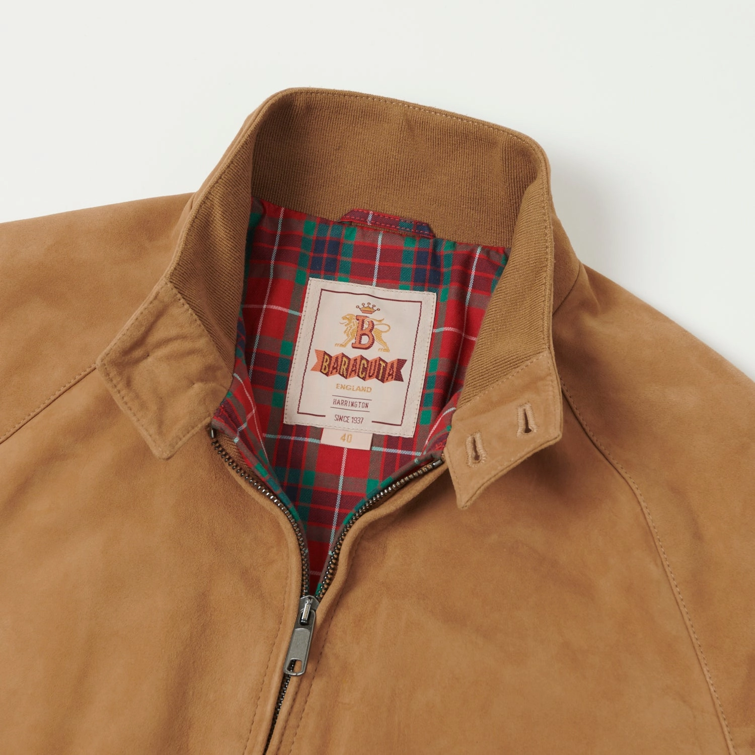 Minimalist Pocket Layout Organic Cotton Blend Baracuta G9 Suede Harrington Jacket - Tobacco