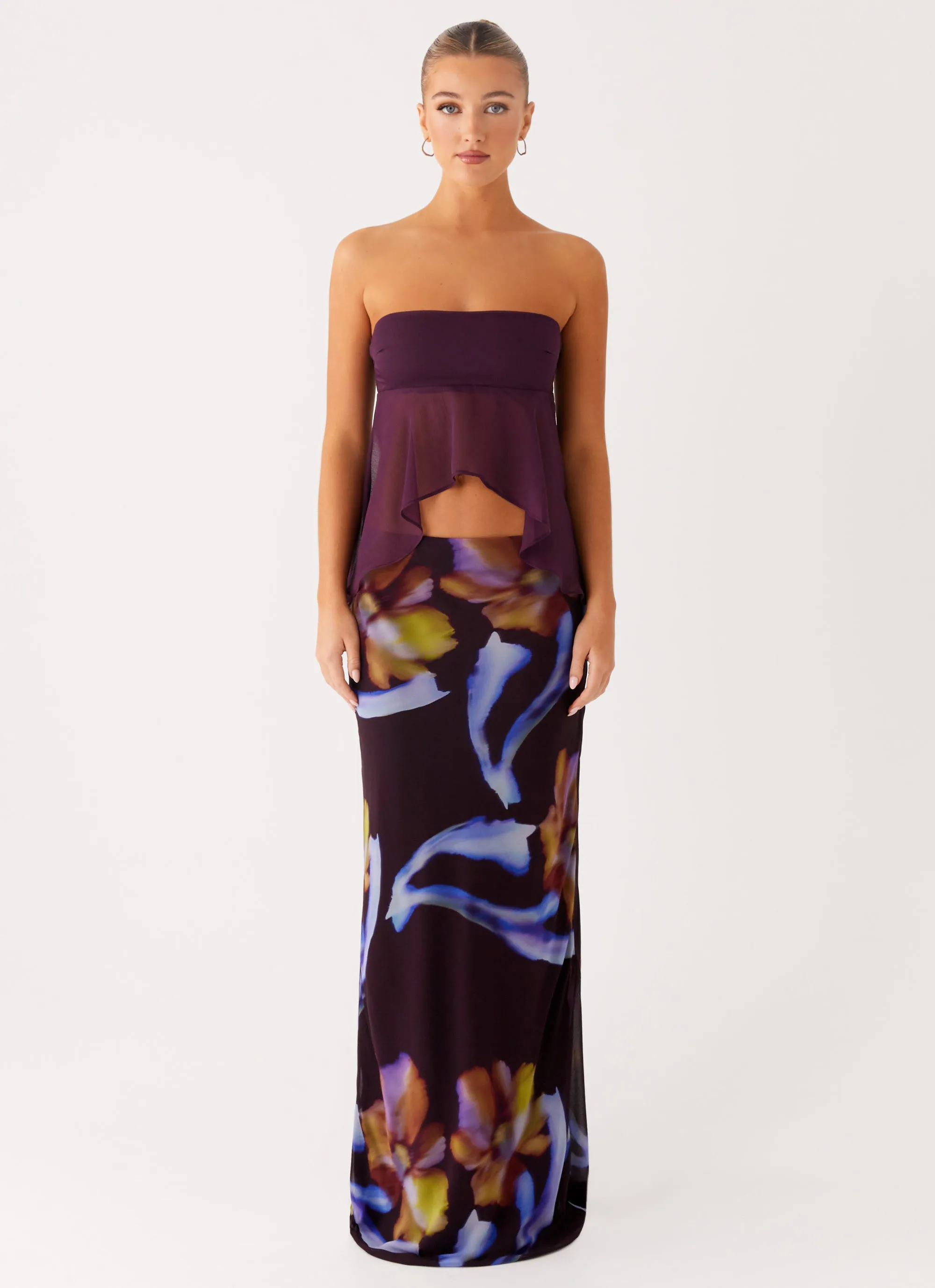 Barbados Maxi Skirt - Dark Floral Convertible Length