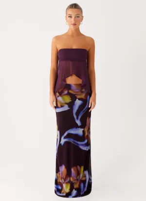 Barbados Maxi Skirt - Dark Floral Convertible Length