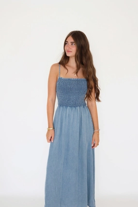 Bayside Chambray Midi Dress SolarReflectiveFinish BlendMaterials