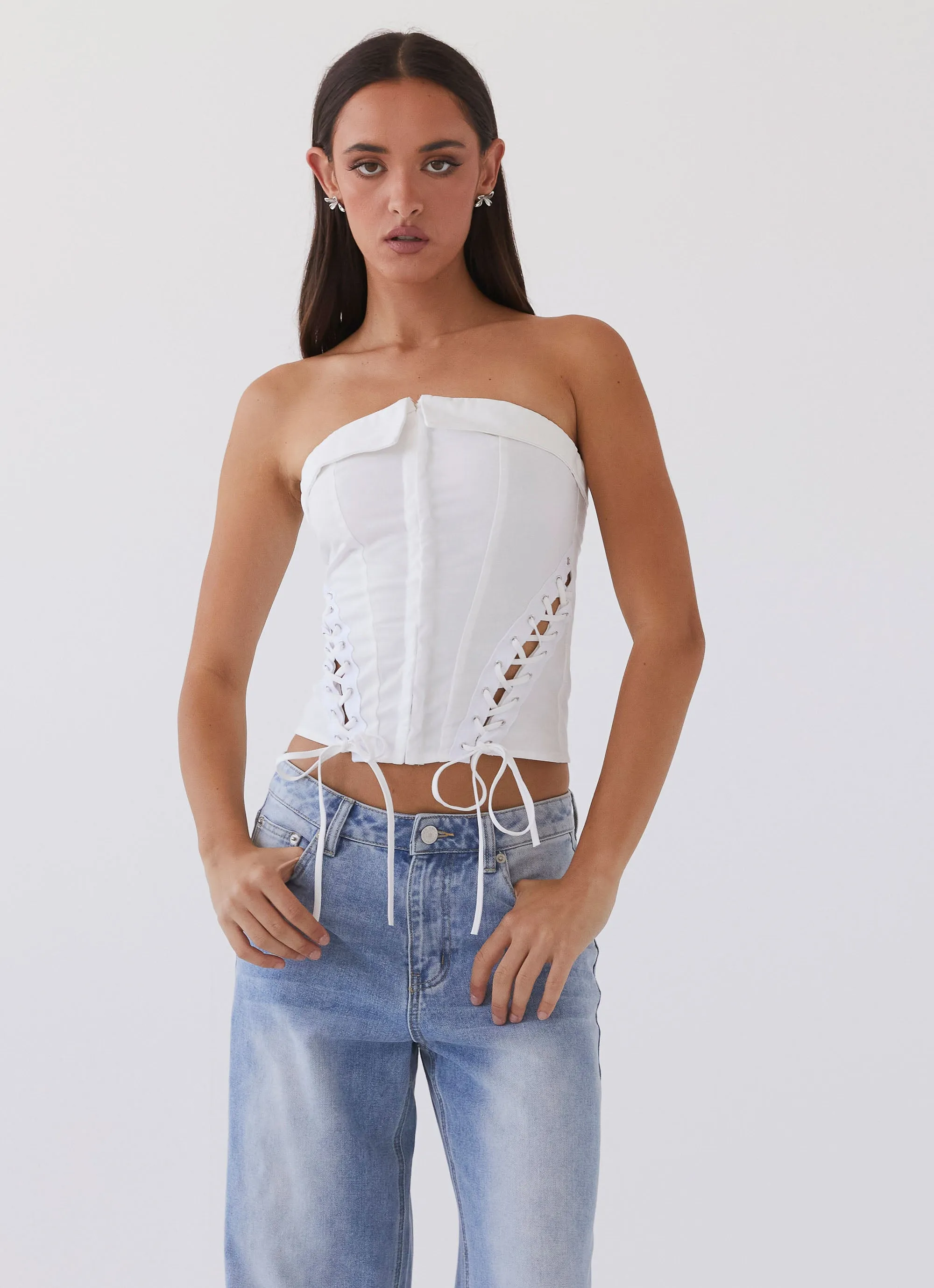 StretchTechnology Be My Soulmate Bustier Top - White