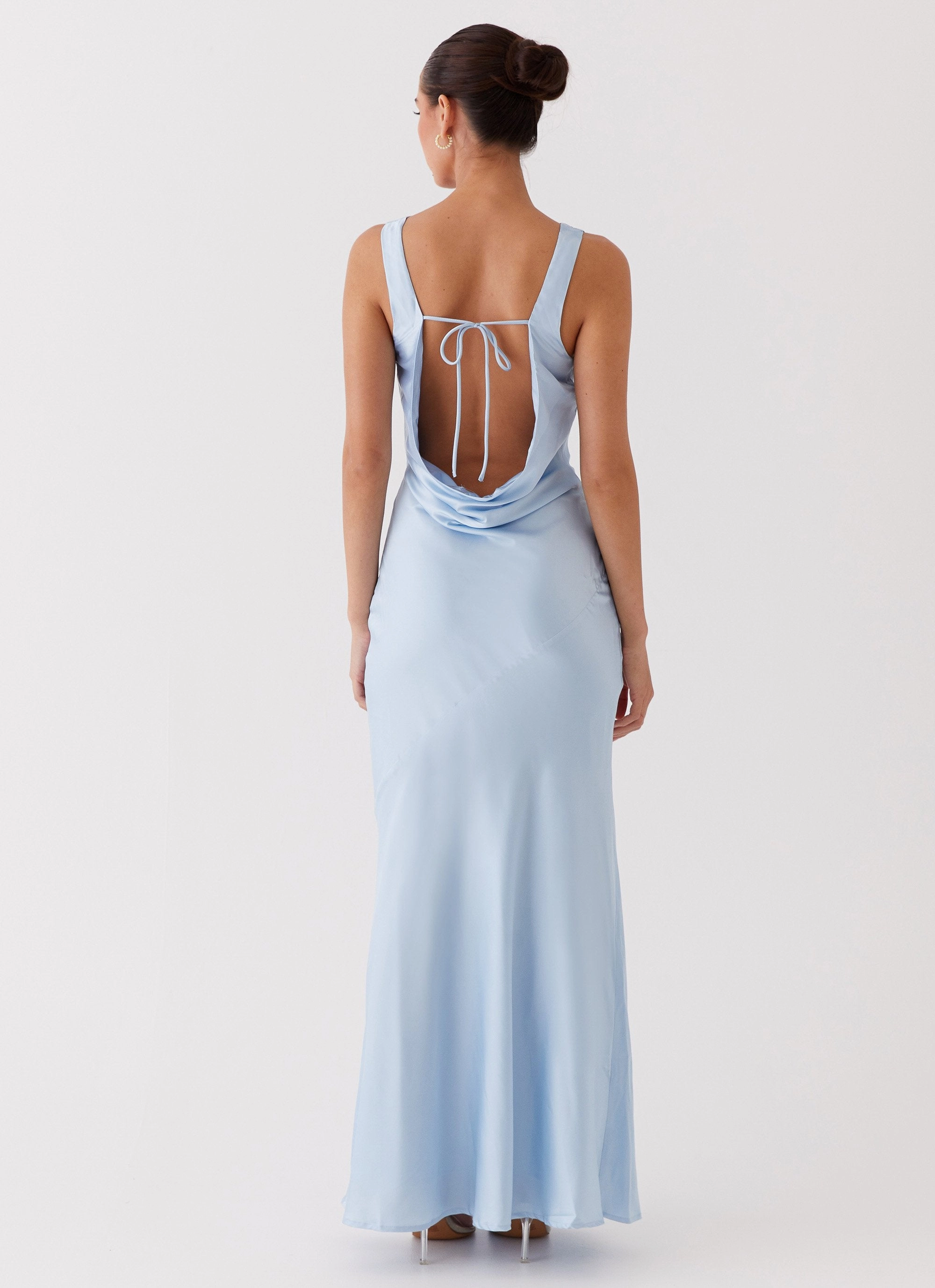 Be Mine Satin Maxi Dress - Blue Day Chic
