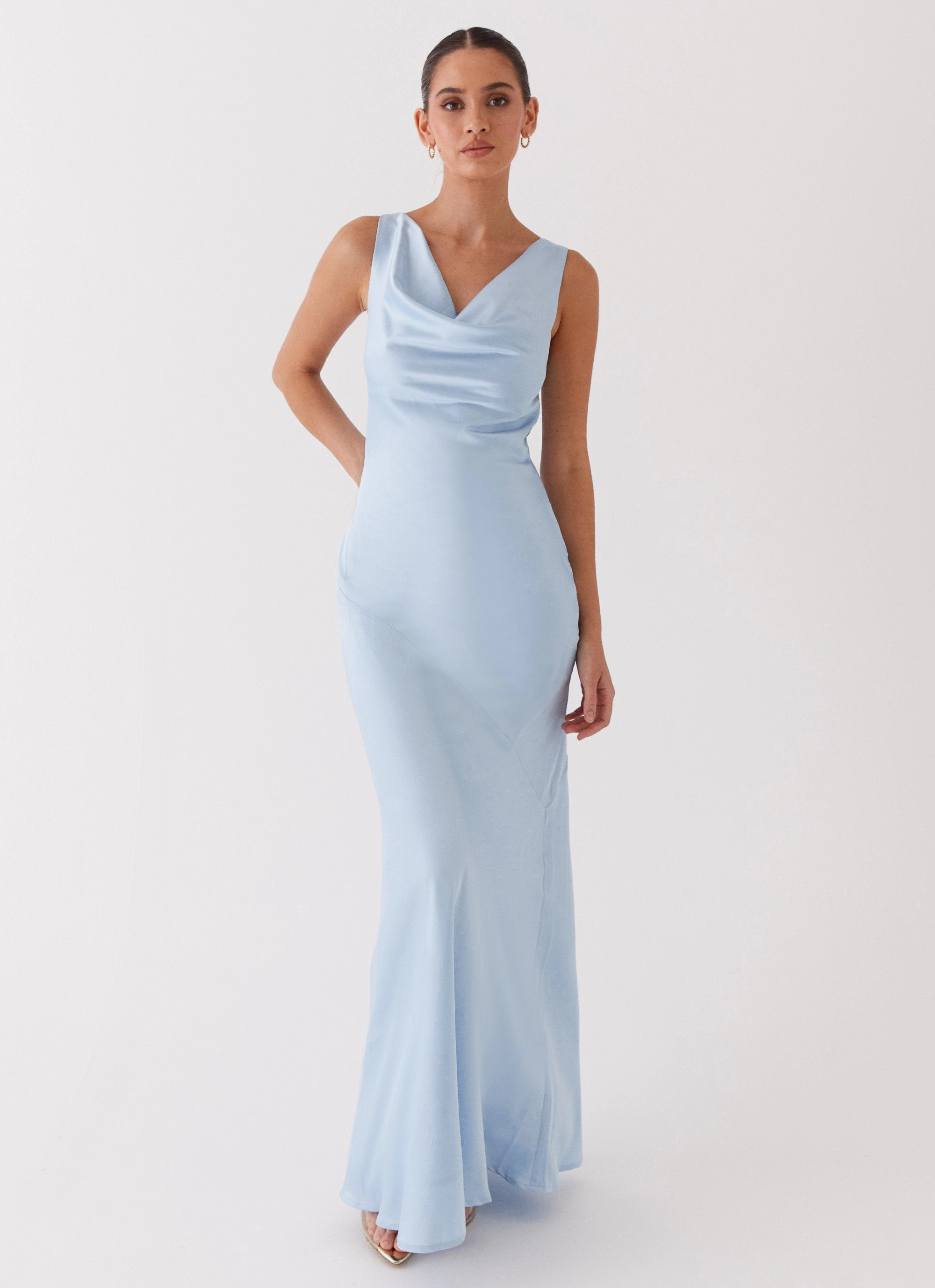 Be Mine Satin Maxi Dress - Blue Sun-Protective