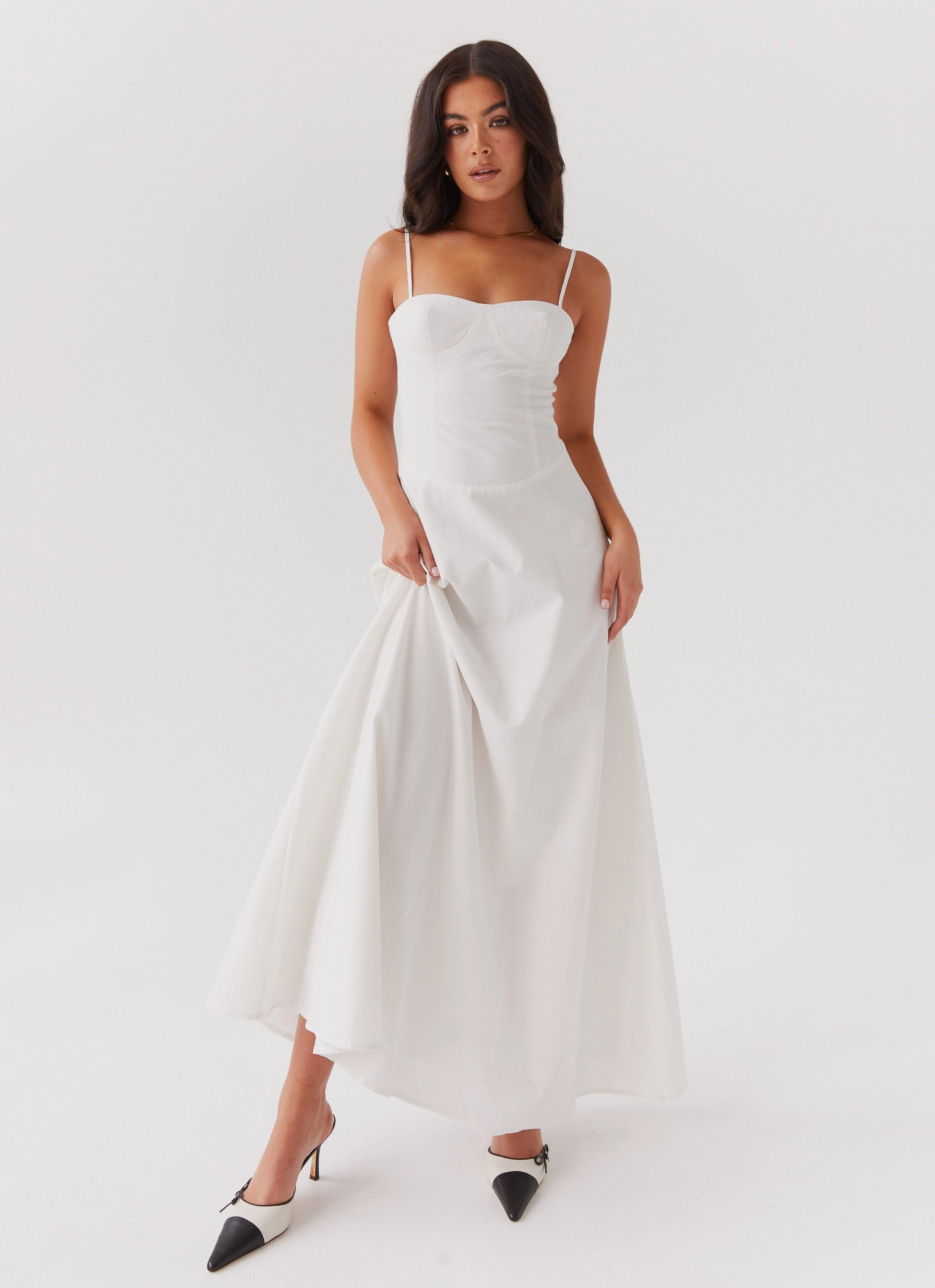 Angelina Linen Maxi Dress - White Cool Comfort Style Option