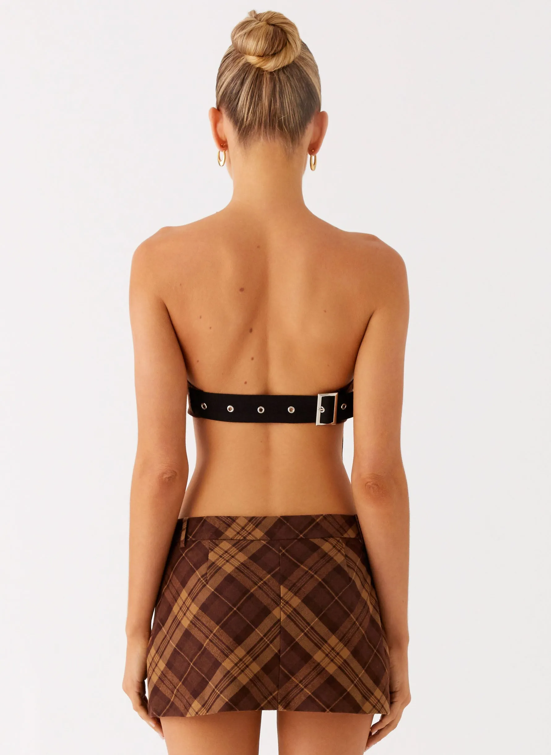 Polished Cut Leg Elongating Benson Mini Skirt - Plaid