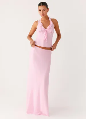 Modest Wear Star Girl Chiffon Maxi Skirt - Baby Pink