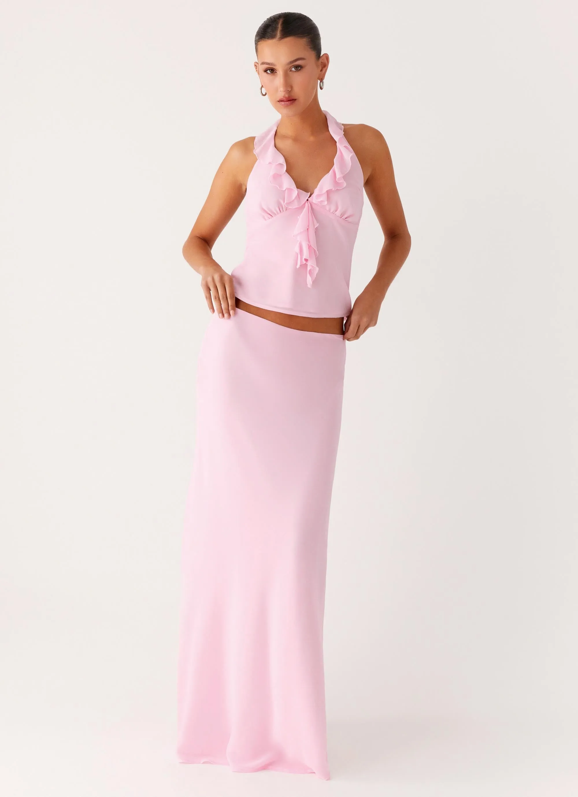 Modest Wear Star Girl Chiffon Maxi Skirt - Baby Pink