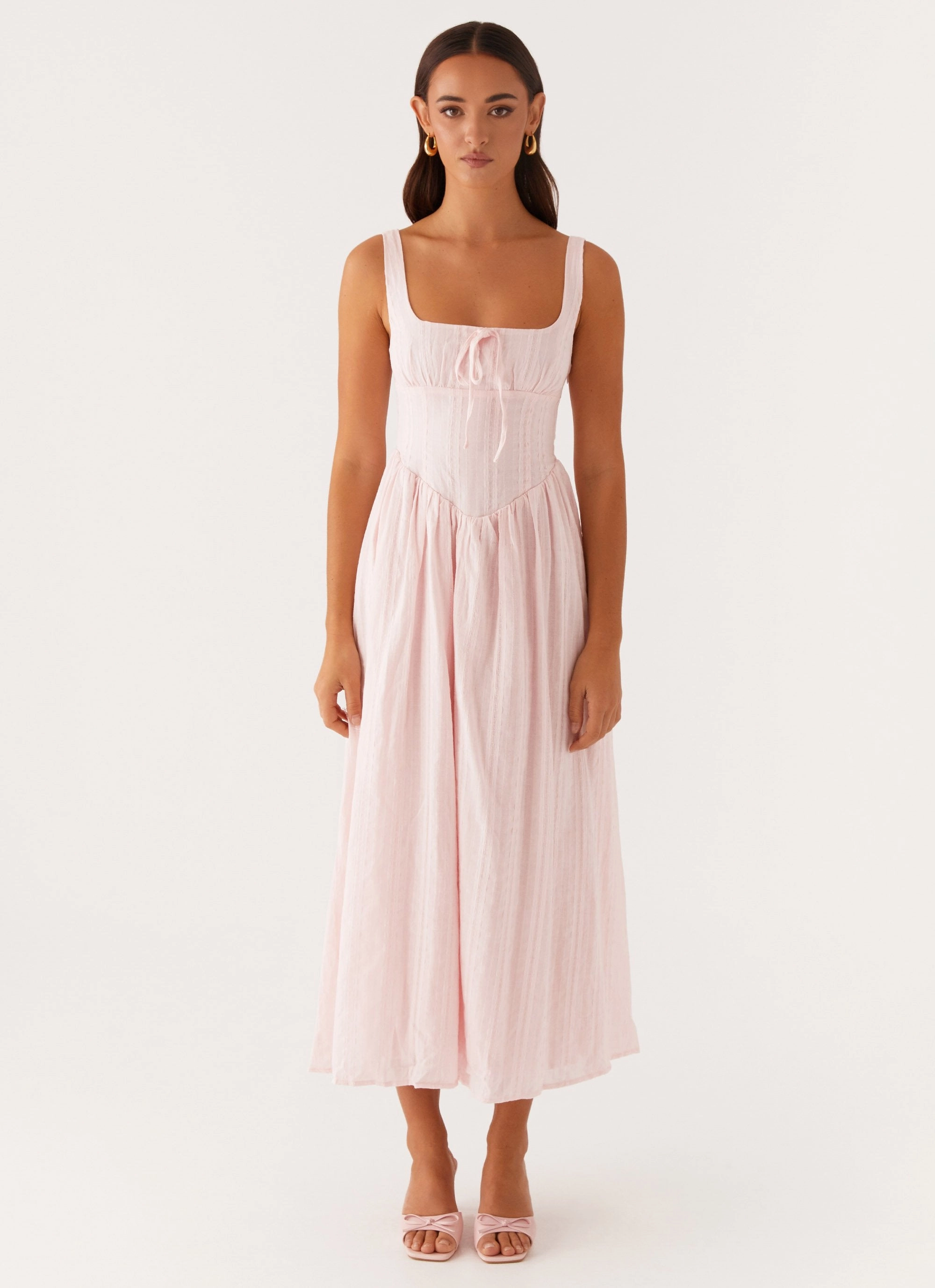 Textured Flow Fit for All Seasons Pascuelle Midi Dress - Pink