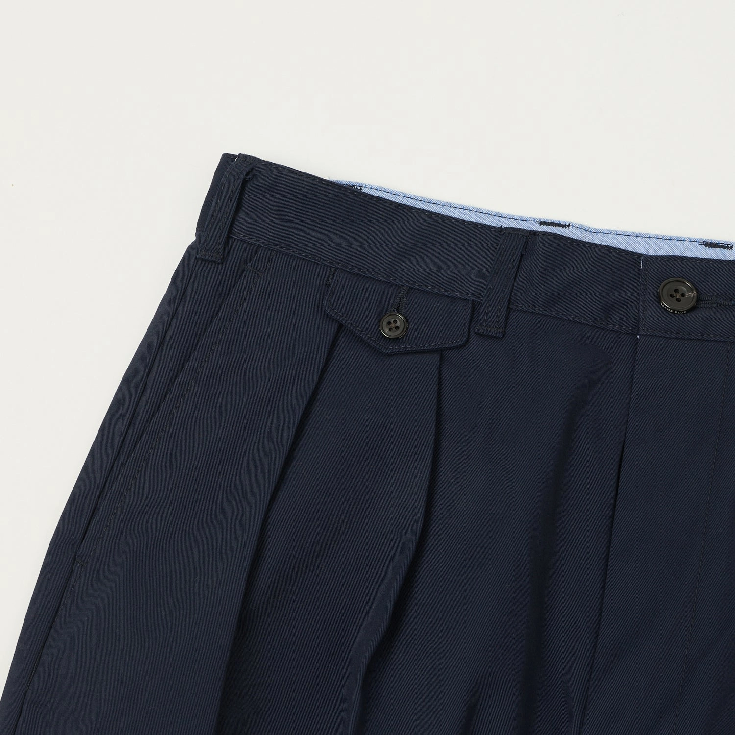 Compact Fit Beams Plus Double Pleat Twill Trousers - Navy