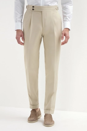 Beige cotton Soragna trousers - Made in Italy SeamlessConstruction Chilly Day Layers
