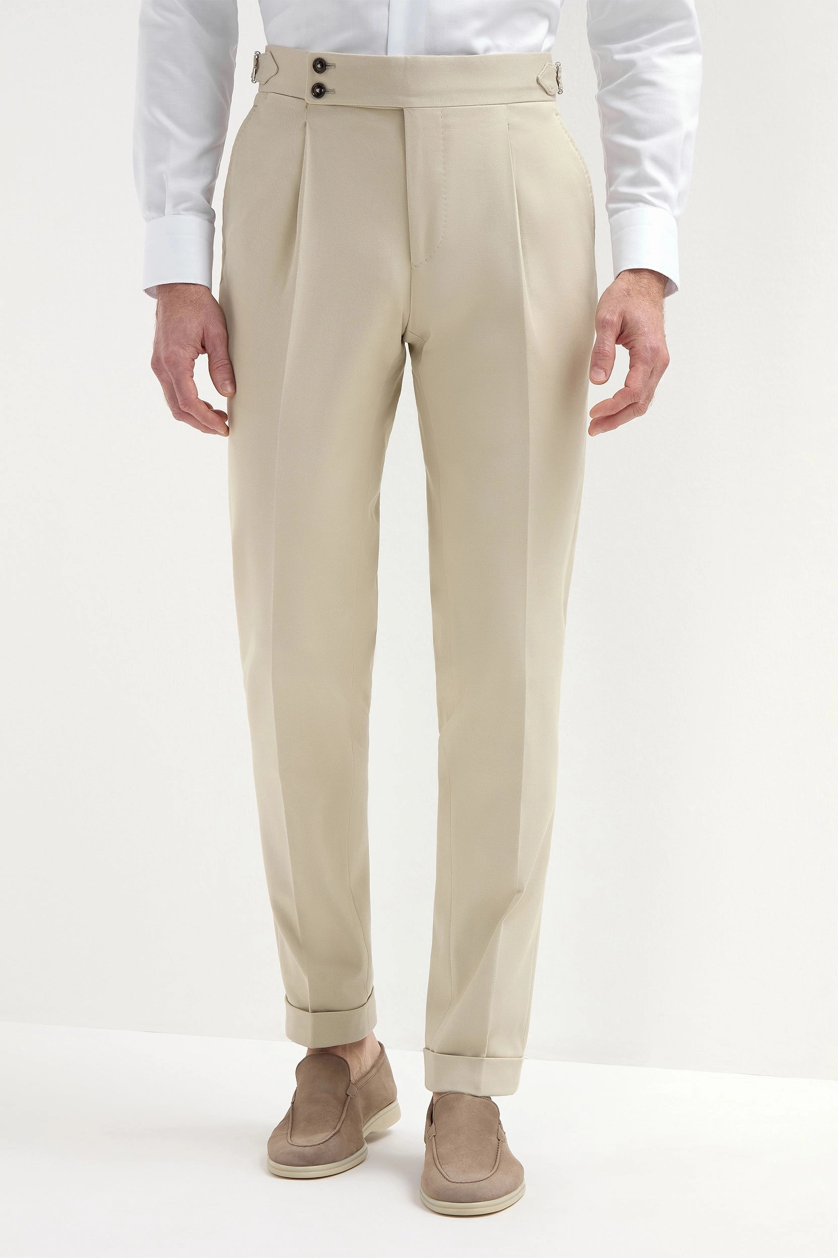 Beige cotton Soragna trousers - Made in Italy SeamlessConstruction Chilly Day Layers
