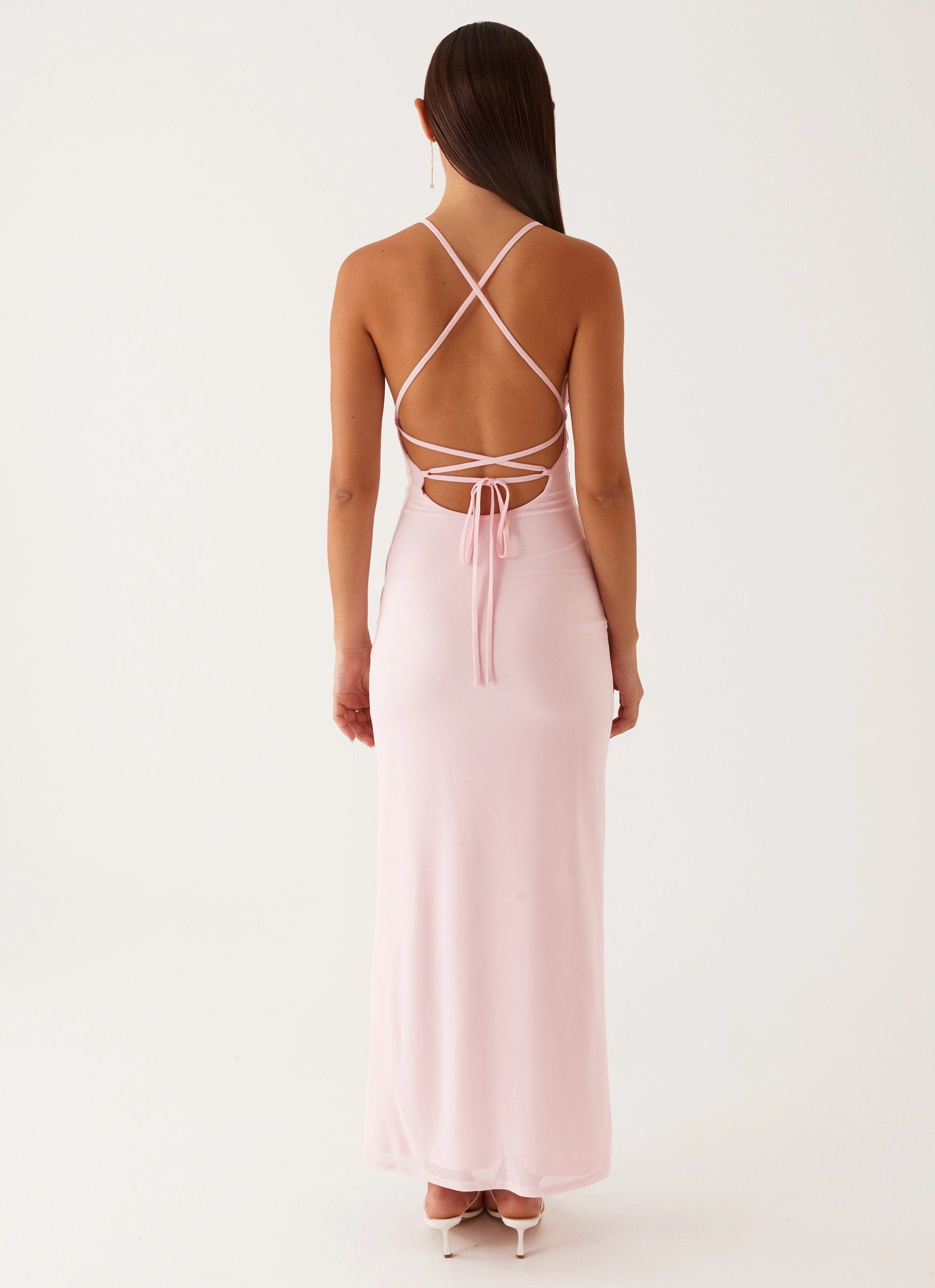 Summer Outfit Timeless Look Wear Beki Beaded Mesh Maxi Dress - Pink