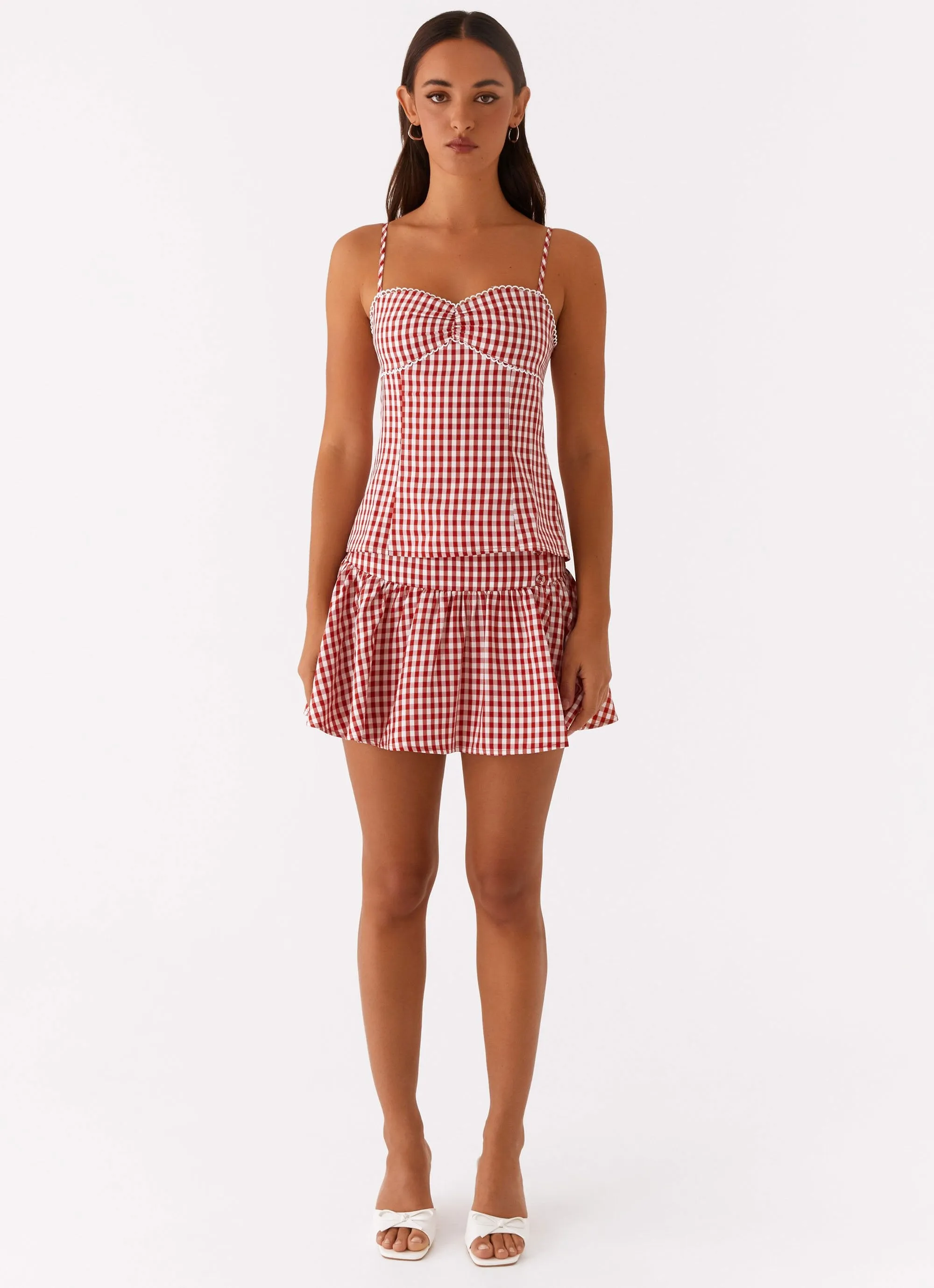 Bellamy Mini Skirt - Red Gingham Organic Cotton Weekend Favorite