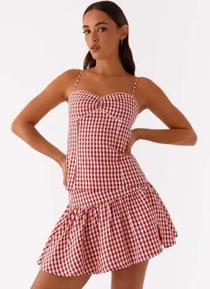 Bellamy Mini Skirt - Red Gingham Lightweight Lining Button Fastenings