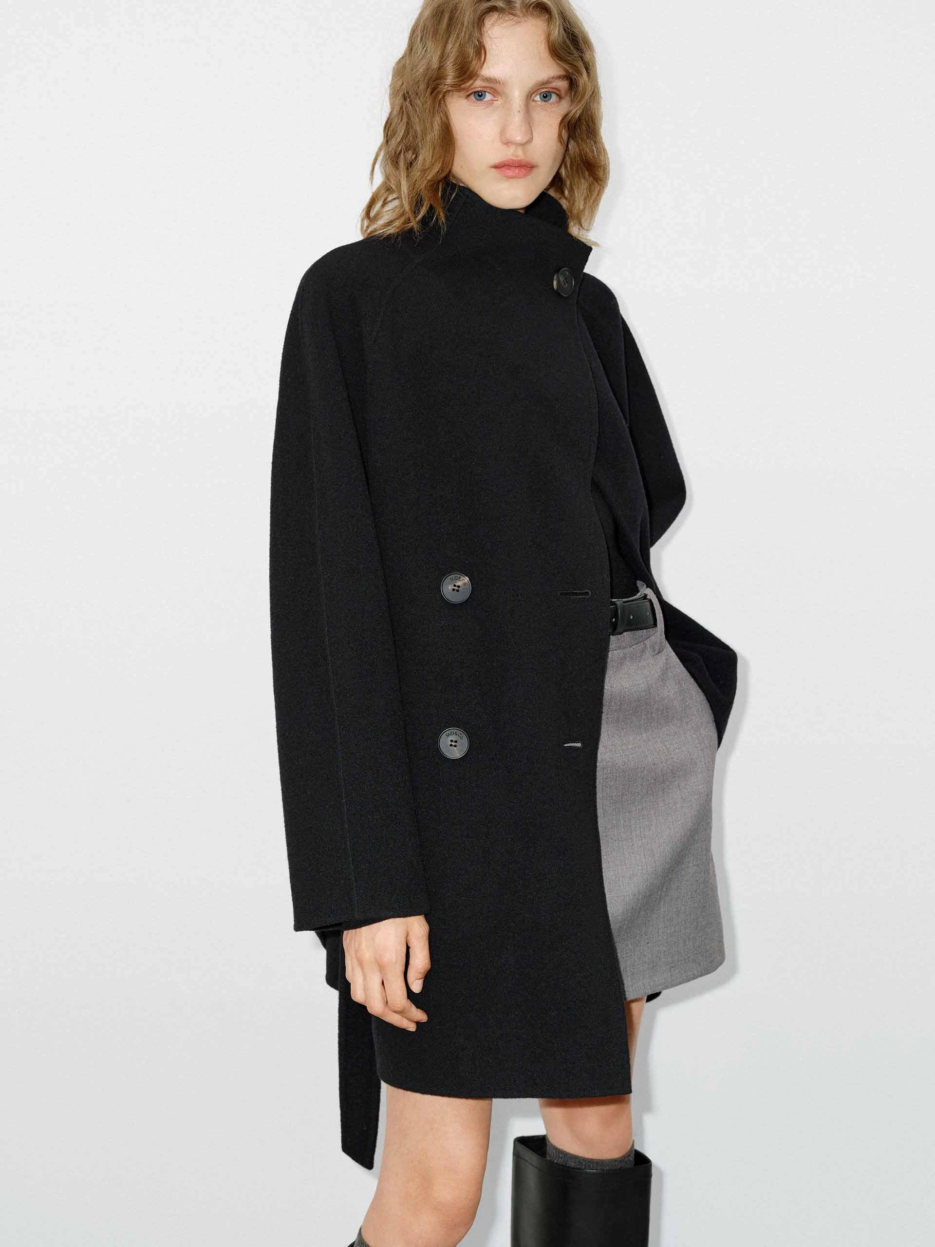 Two Way Zipper Belted Double Sided Wool Coat