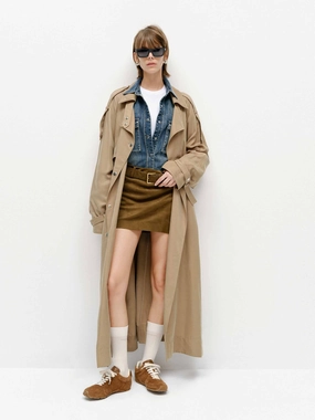 All Season Performance Weave Belted Longline Trench Coat