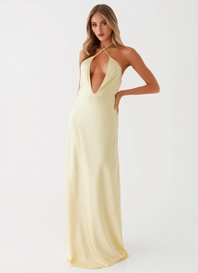 Noir Symphony Maxi Dress - Yellow Silky Shine
