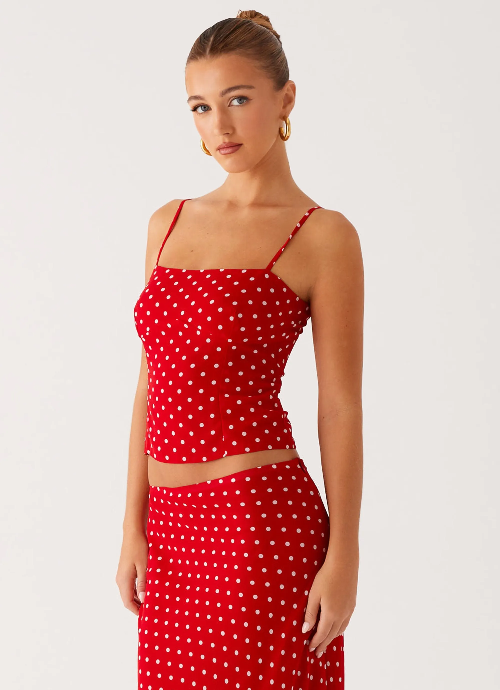 Bendita Top - Red Polka Dot Breathable back panel Oversized Fit