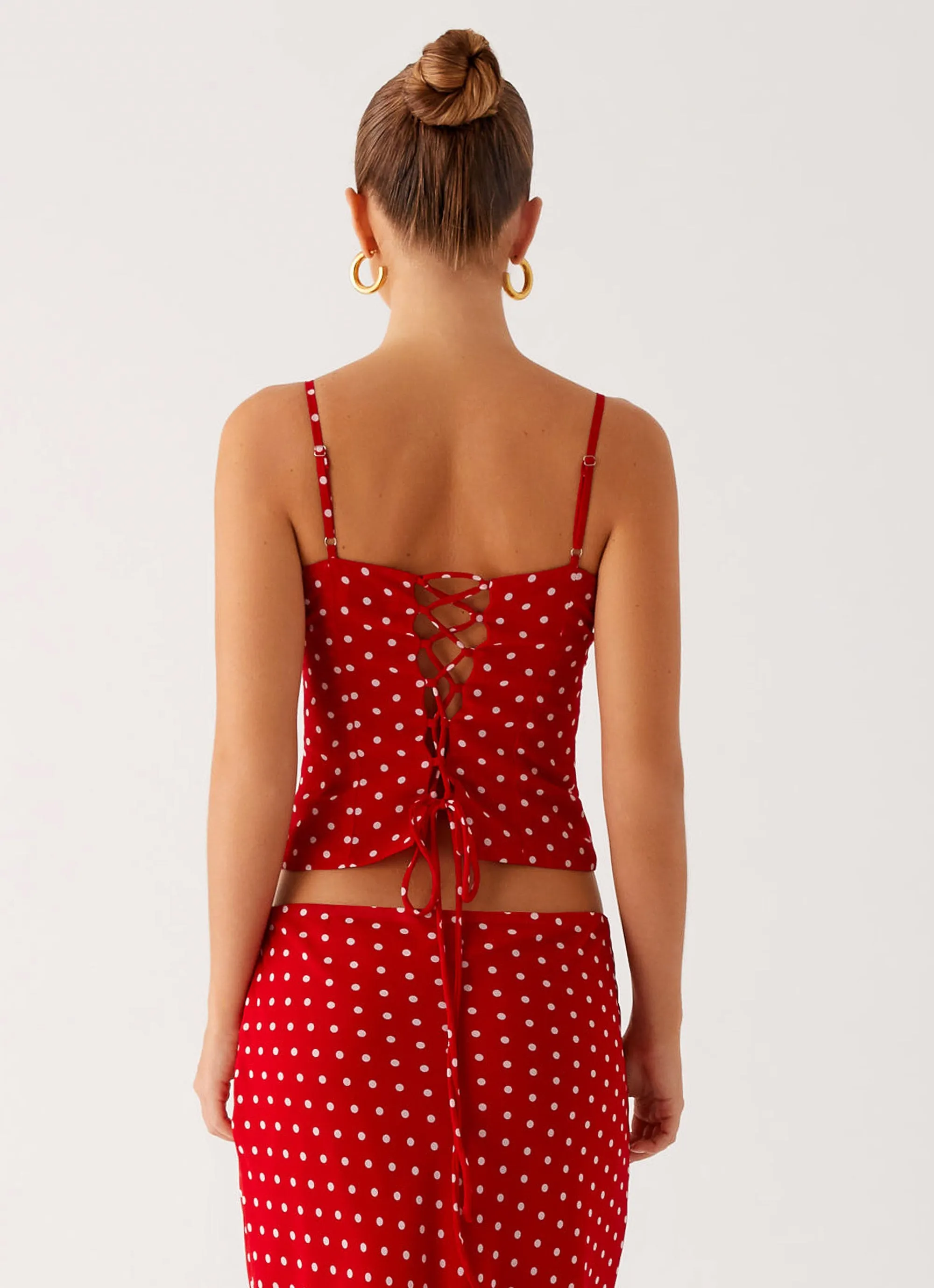 Relaxed Silhouette Bendita Top - Red Polka Dot