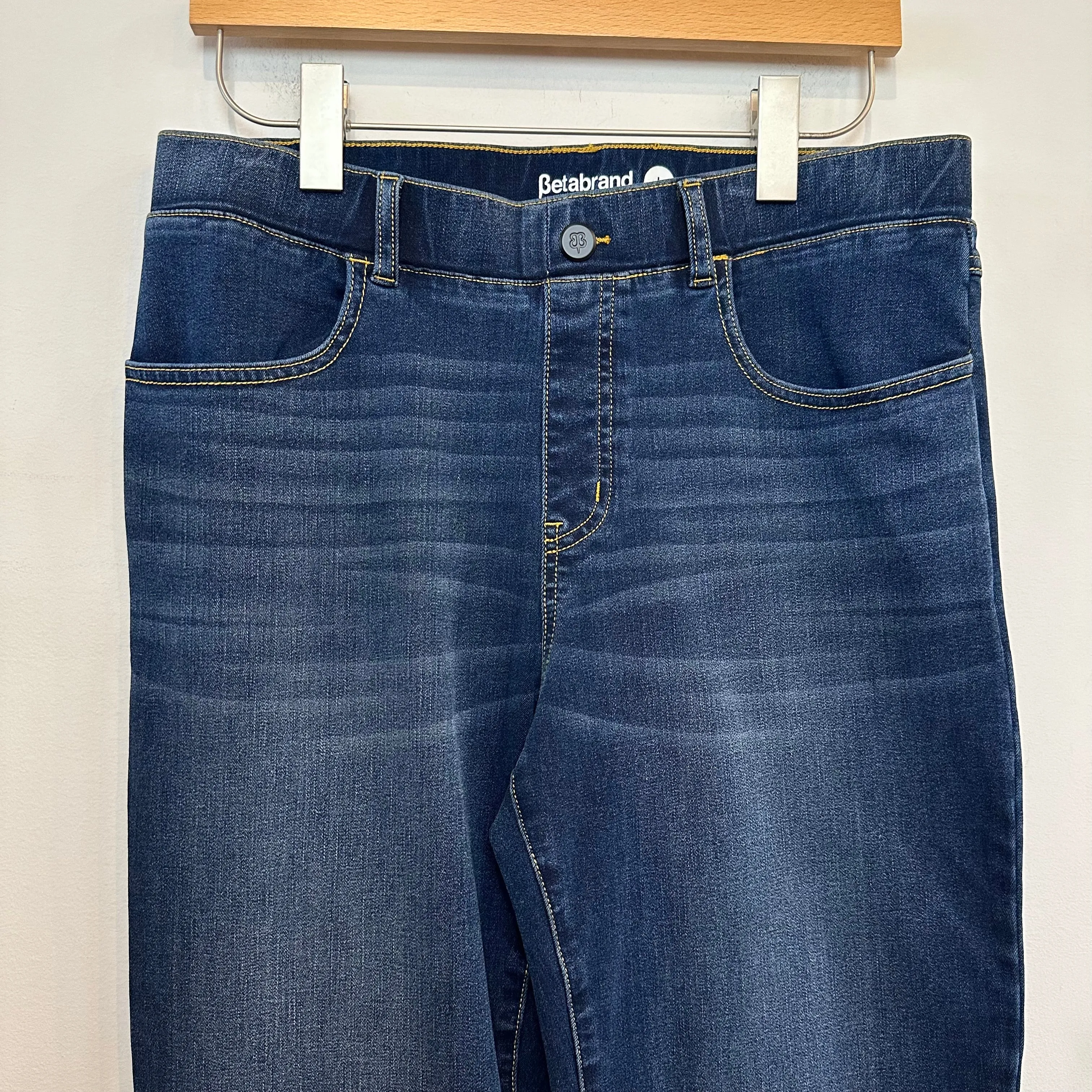 Betabrand Straight-Leg 4-Pocket Yoga Denim Jeans Stretch Jegging High Rise Large