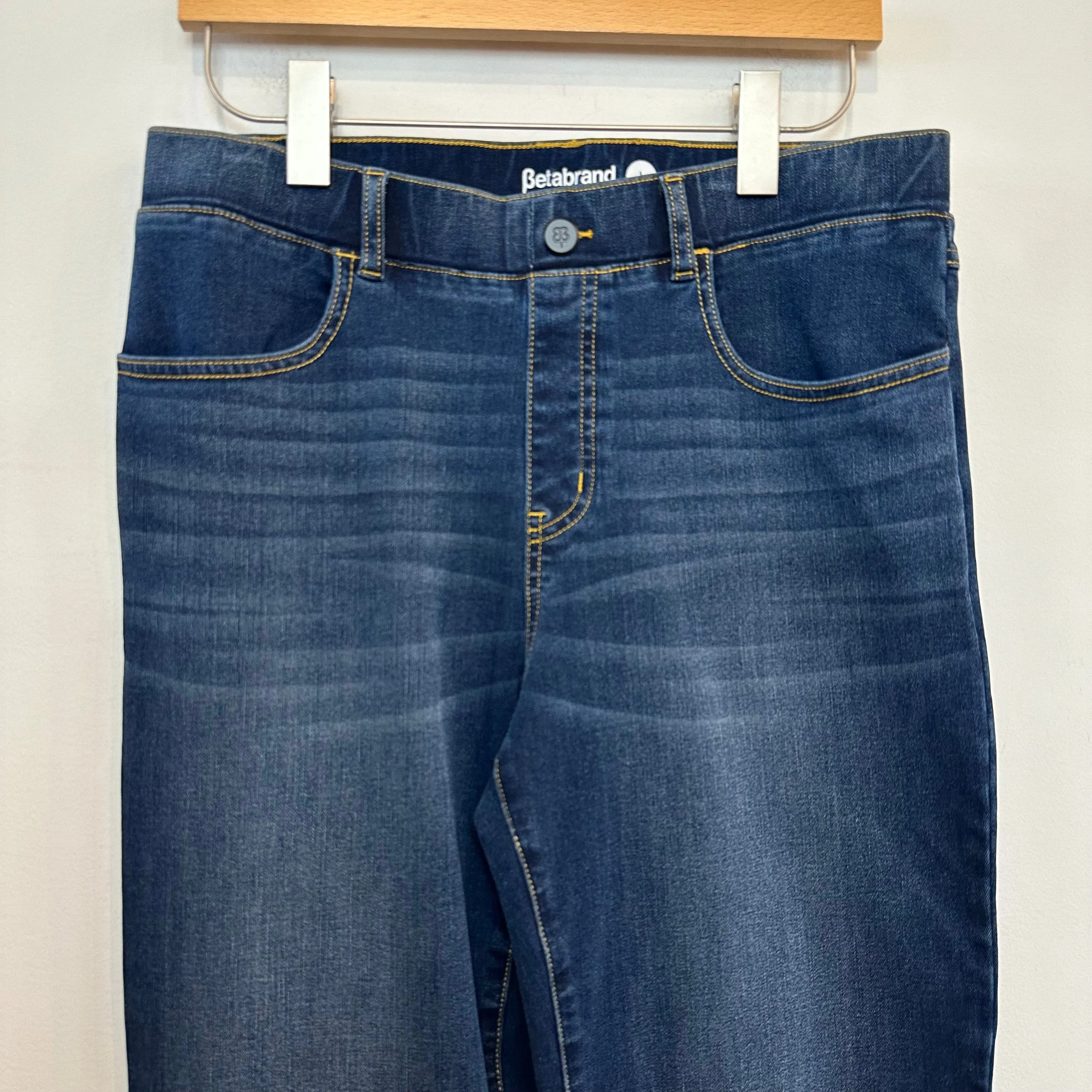 Betabrand Straight-Leg 4-Pocket Yoga Denim Jeans Stretch Jegging High Rise Large