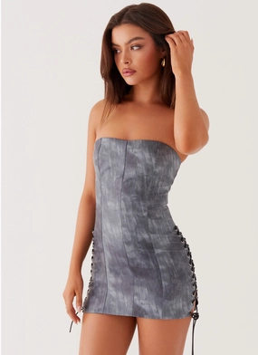 Sleeve Light Dreamy Drape Better When I'm Dancing Mini Dress - Graphite