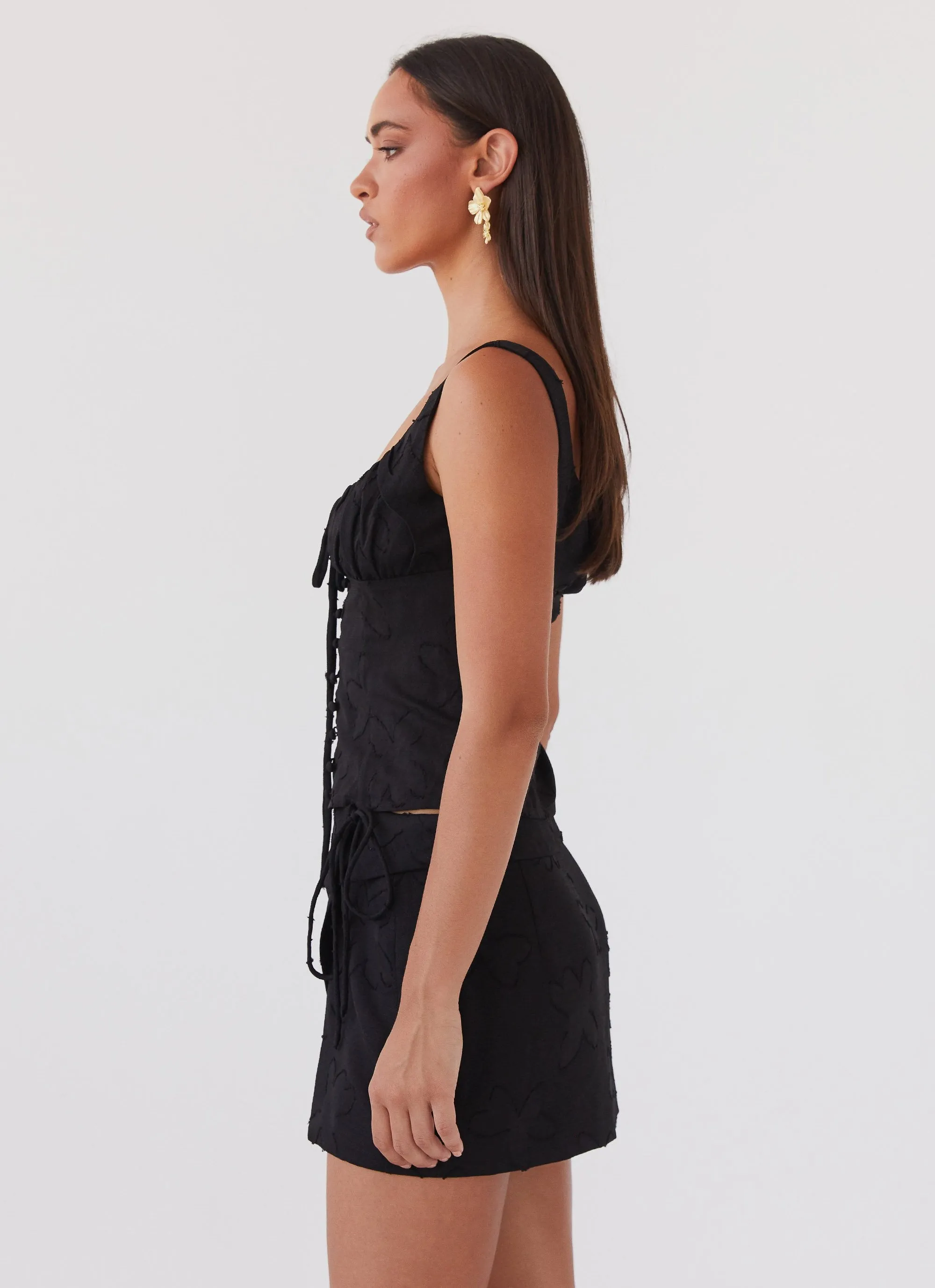 Bianka Tie Top - Black Petal ZeroWastePattern