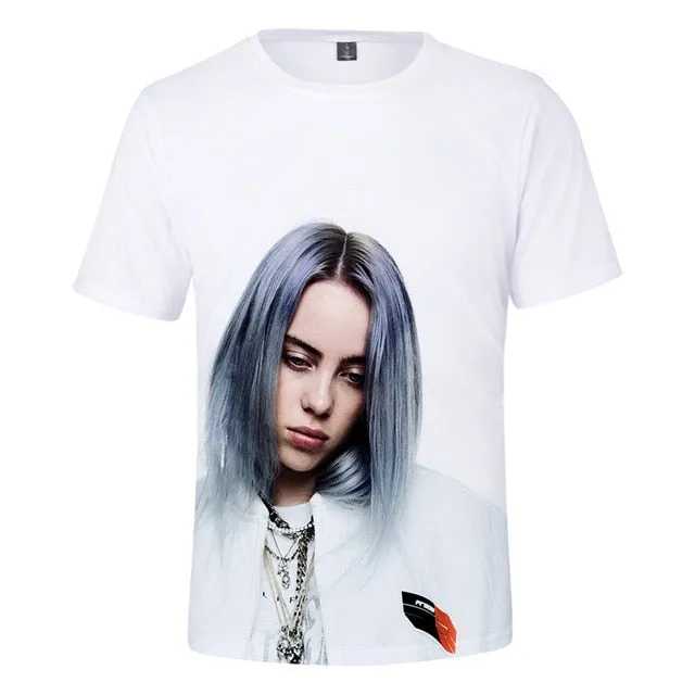 Billie Eilish Breathable Mesh Cloth O-neck 3d Hd Digital Printing T-shirt Billie Eilish Women And Men Casual T Shirt